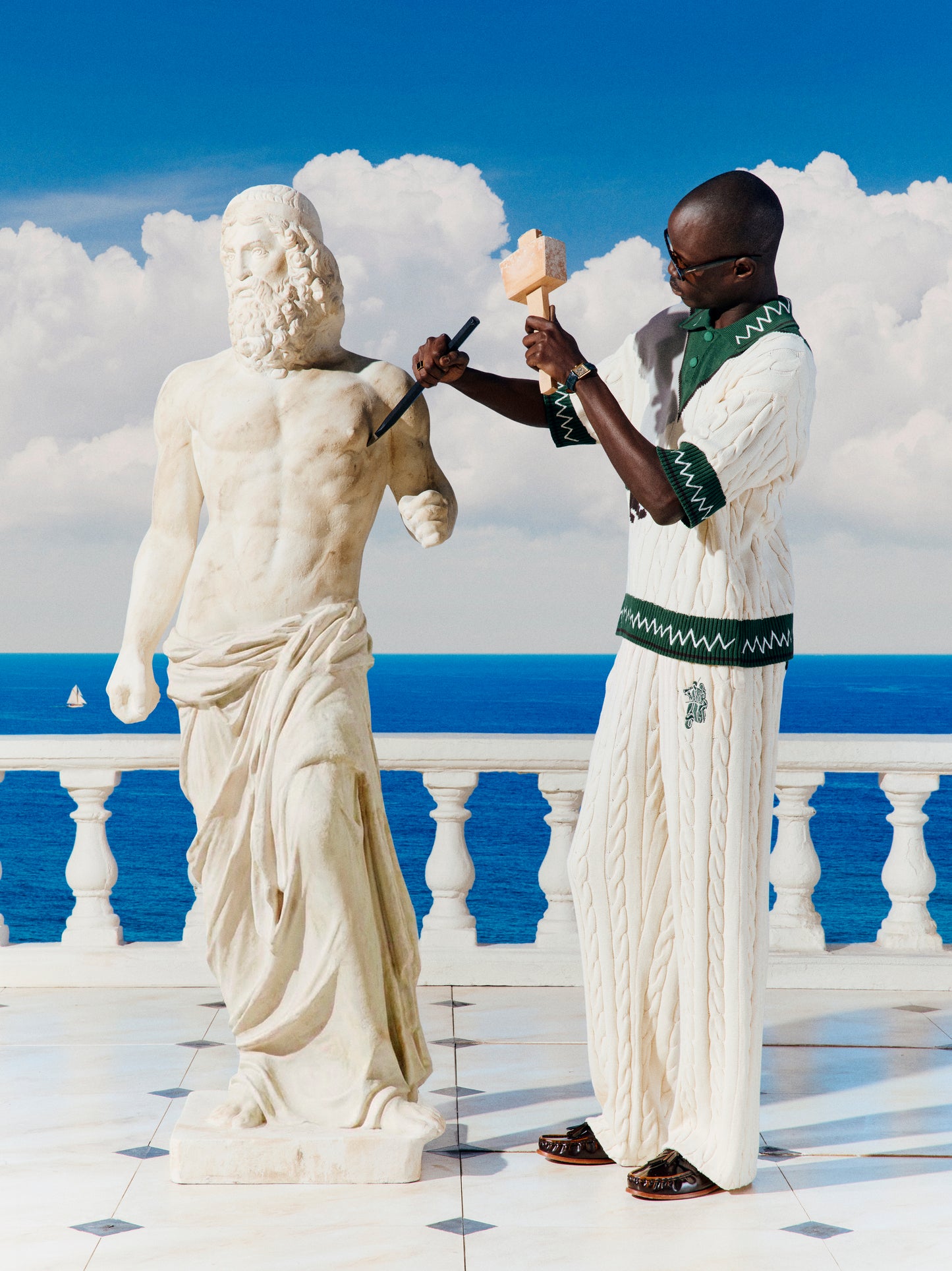 COTTON CABLE KNIT POLO