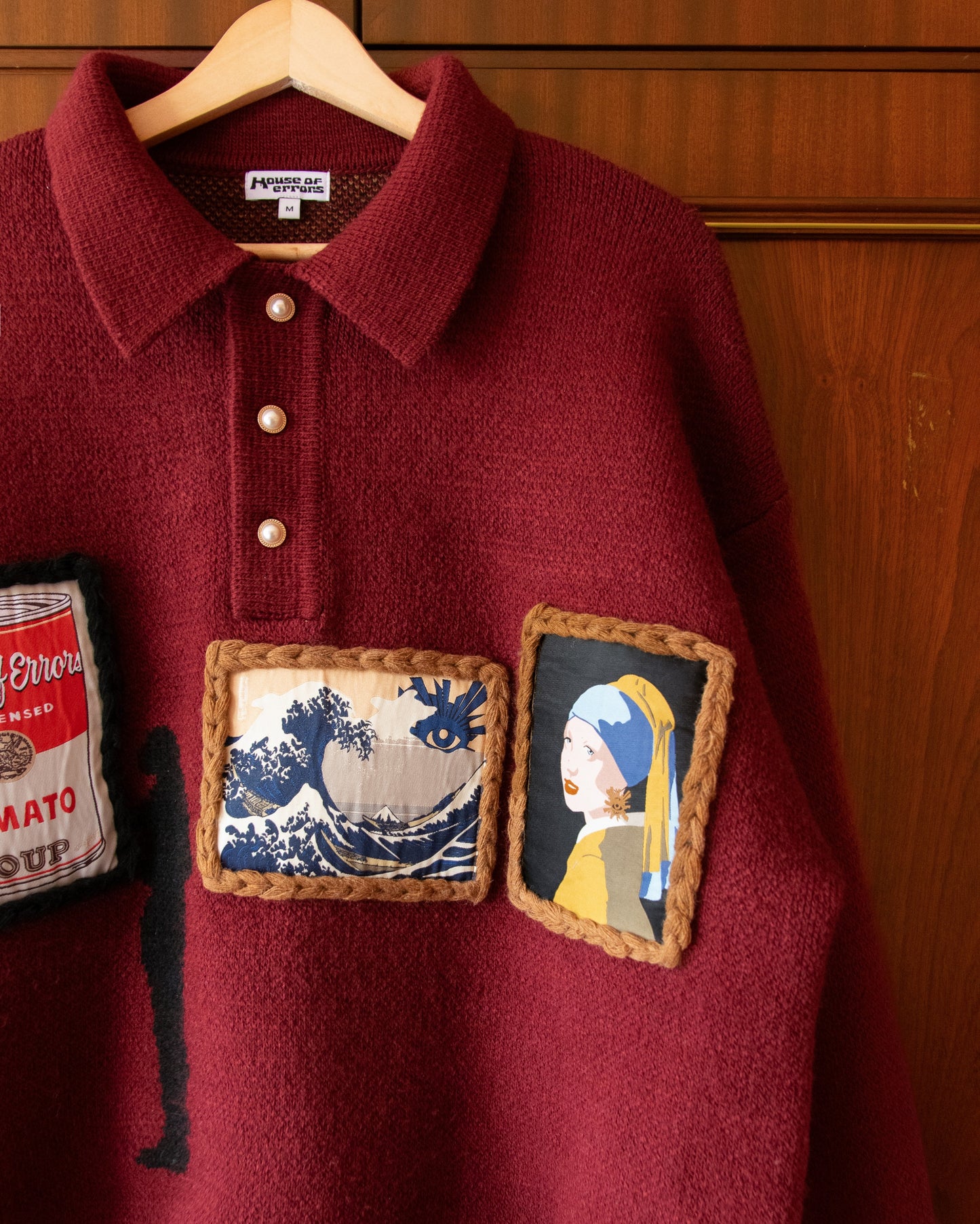 KNITTED GALLERY SWEATER IN BURGUNDY