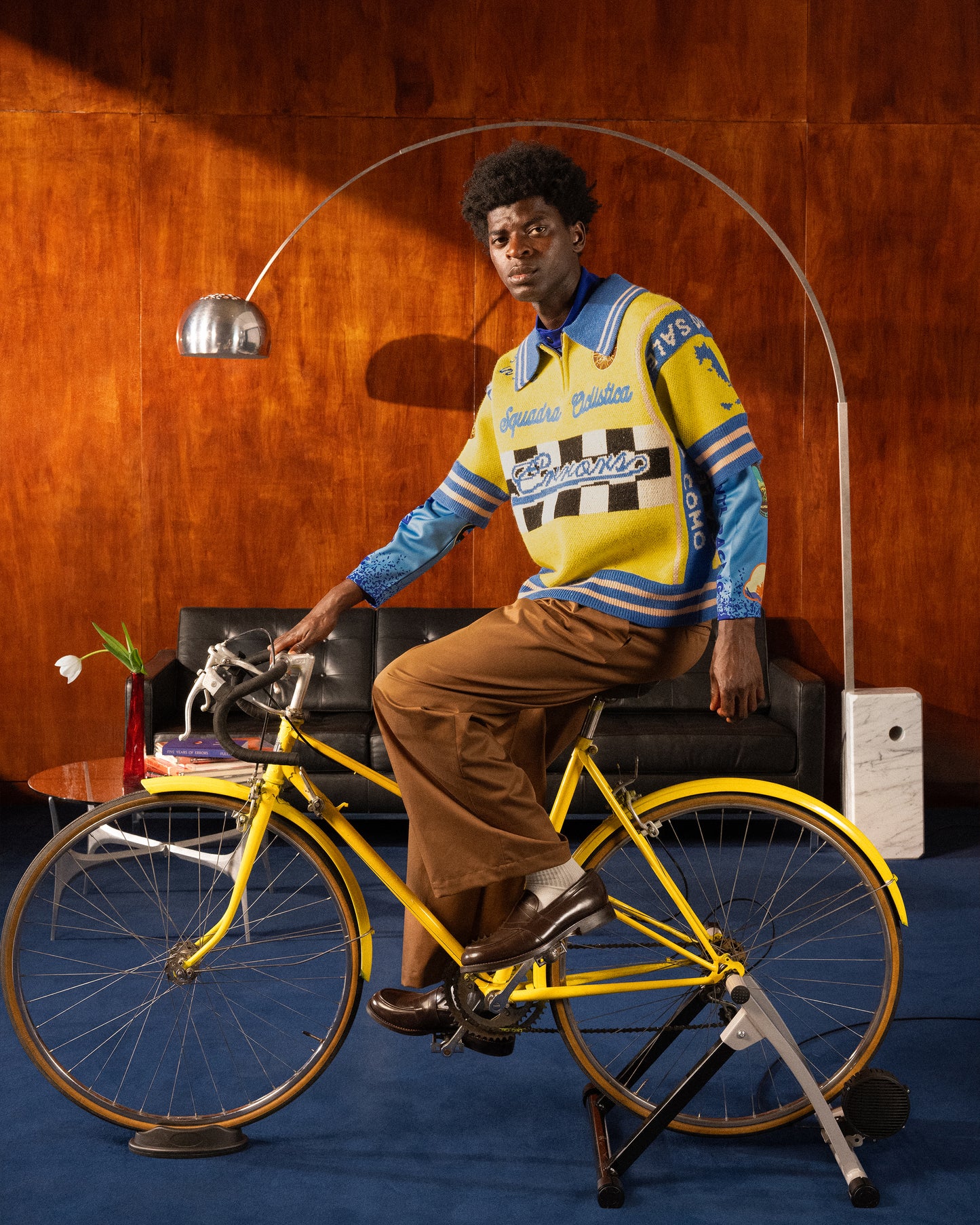 KNIT CHAINSTITCH CYCLING POLO IN YELLOW
