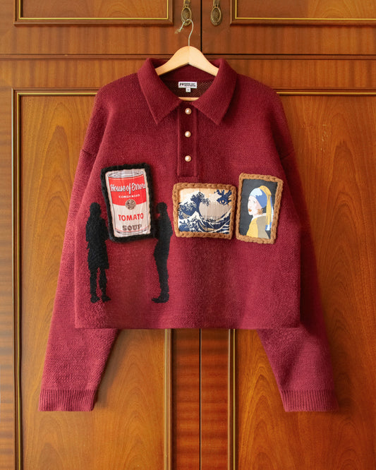 KNITTED GALLERY SWEATER IN BURGUNDY