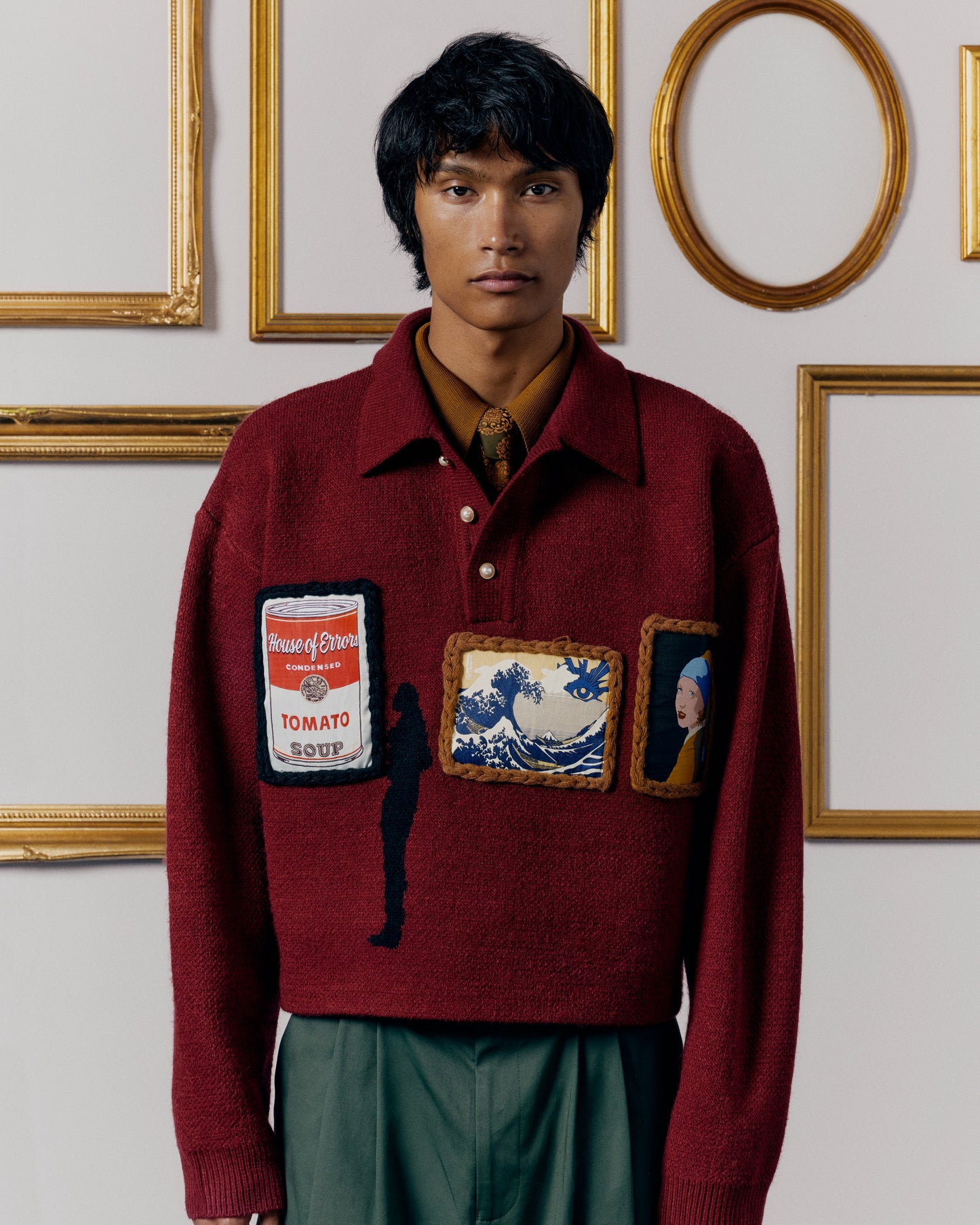 KNITTED GALLERY SWEATER IN BURGUNDY