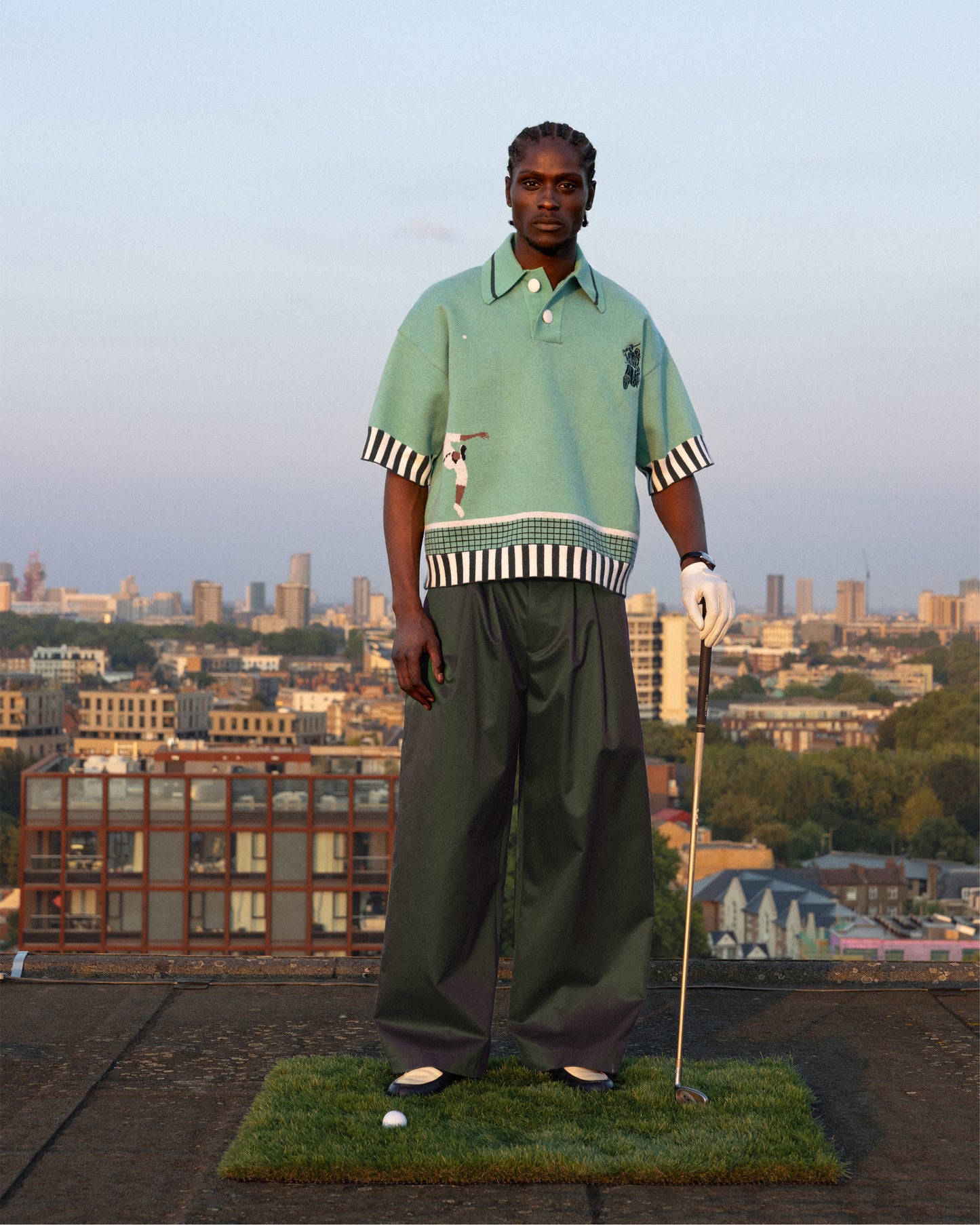 WIDE LEG CROWN TROUSERS IN GREEN