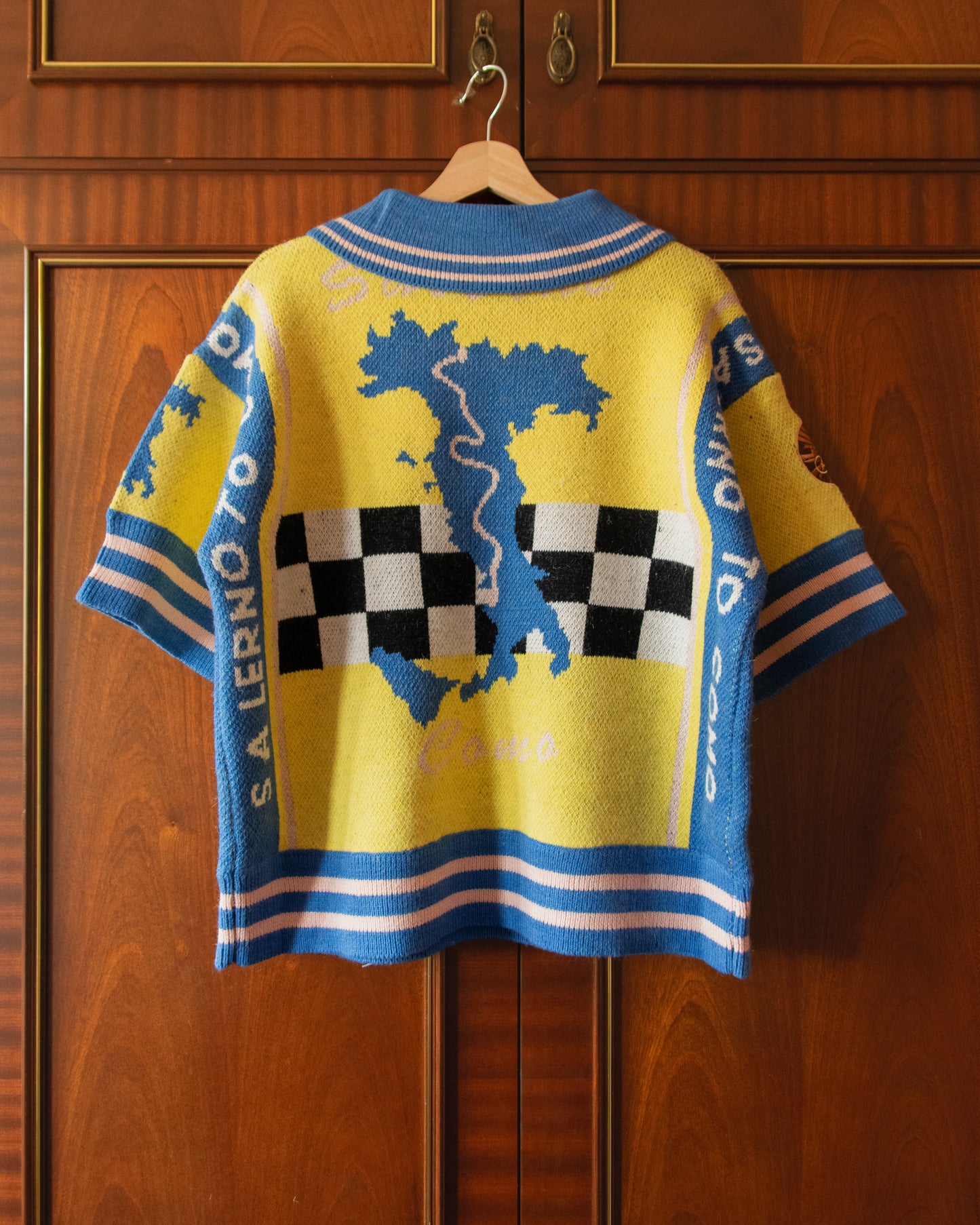 KNIT CHAINSTITCH CYCLING POLO IN YELLOW