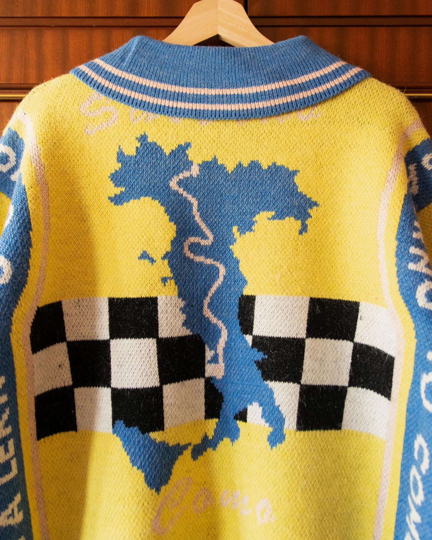 KNIT CHAINSTITCH CYCLING POLO IN YELLOW