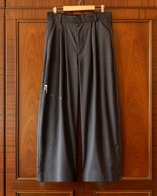 WOOL PLEATED CYCLIST TROUSERS