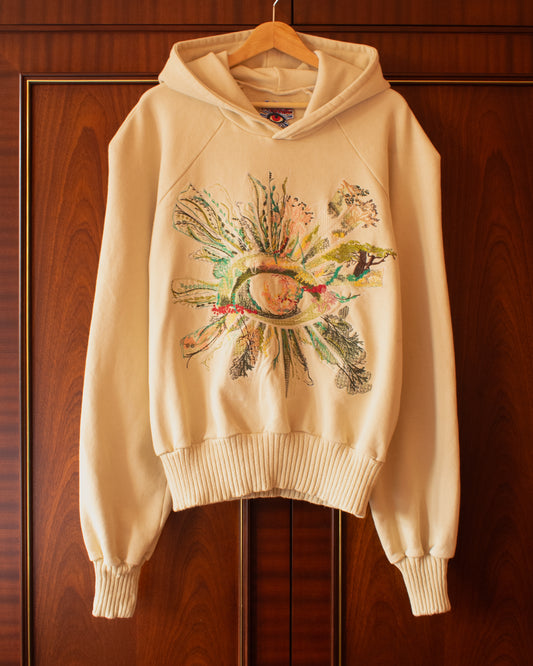 ALL-SEEING GARDEN EMBROIDERED HOODIE IN SAHARA