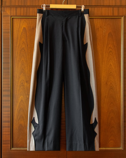 FILM NOIR PANELLED WOOL TROUSERS