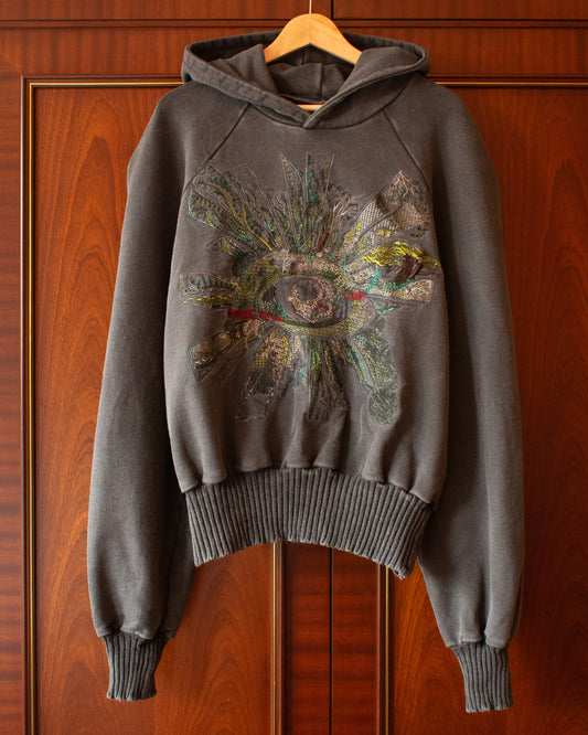 ALL-SEEING GARDEN EMBROIDERED HOODIE IN SABLE