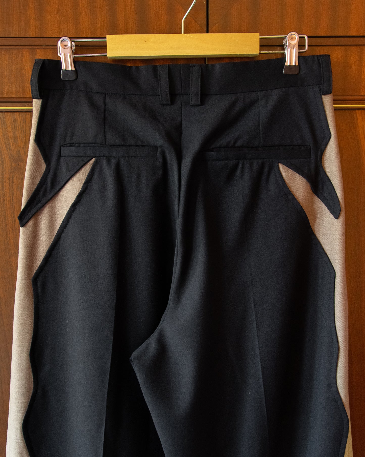 FILM NOIR PANELLED WOOL TROUSERS