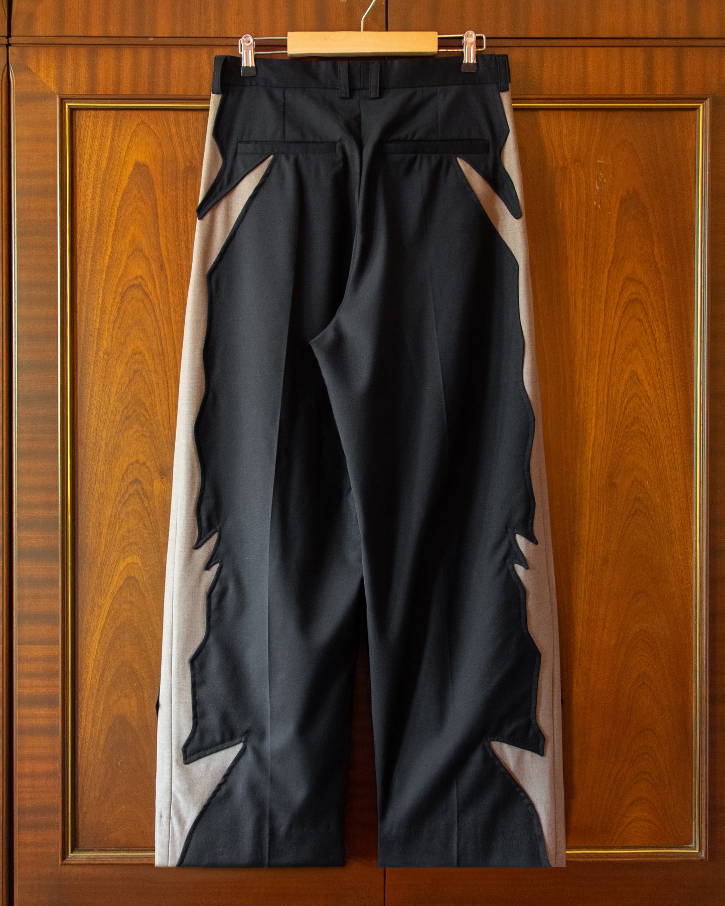 FILM NOIR PANELLED WOOL TROUSERS