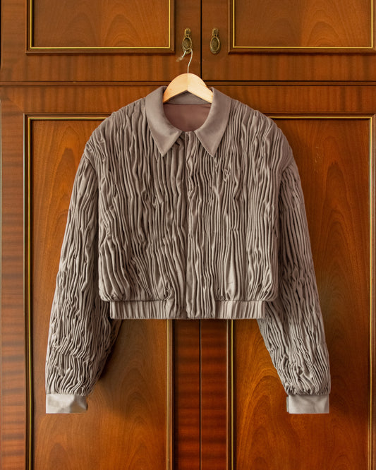 RUFFLED WOOL BOMBER