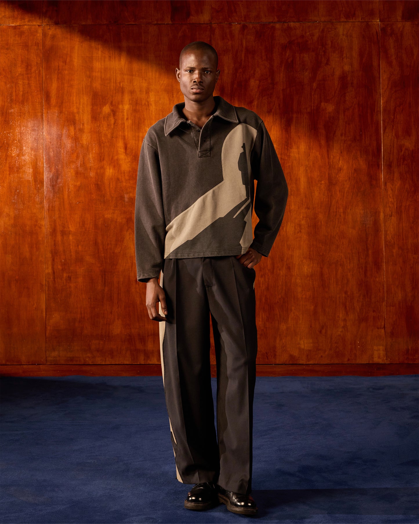 FILM NOIR PANELLED WOOL TROUSERS