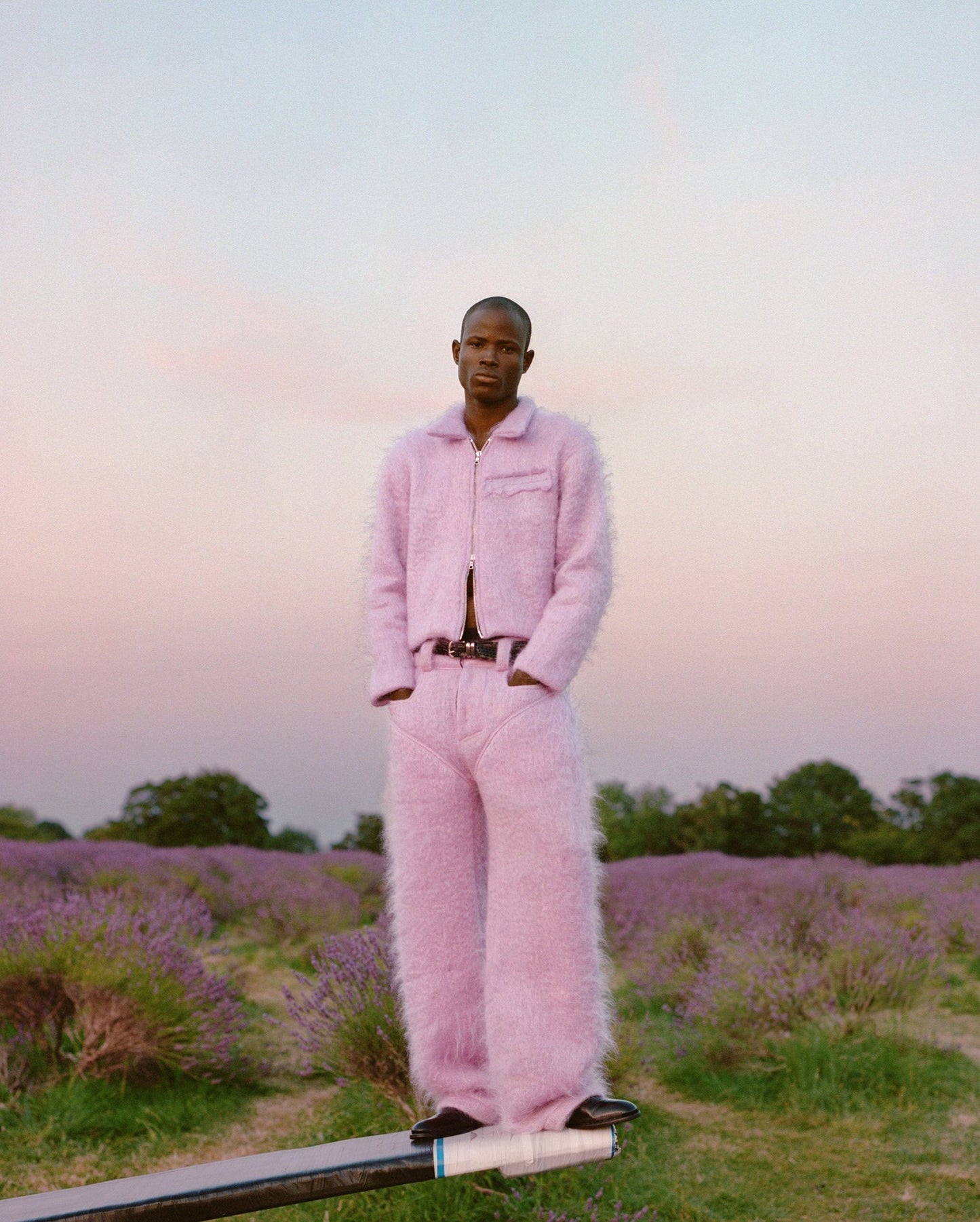 MOHAIR JEANS IN LILAC