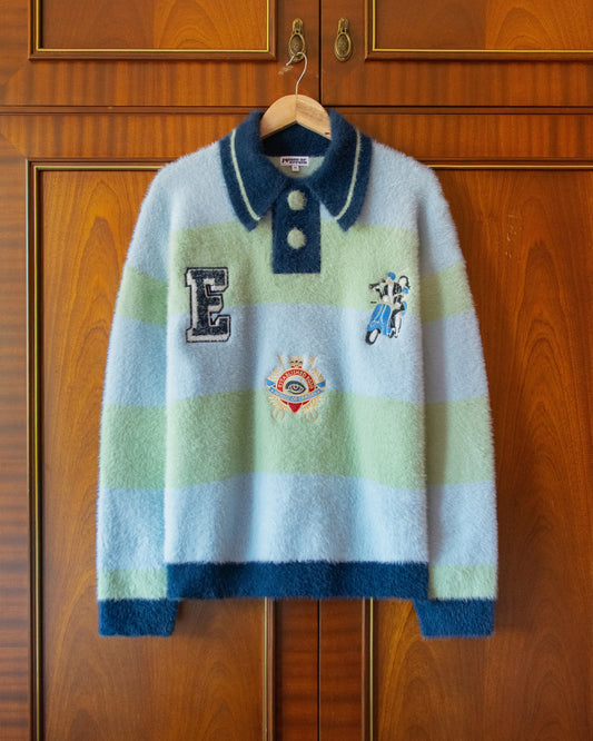 SHAGGY KNITTED STRIPED SWEATER