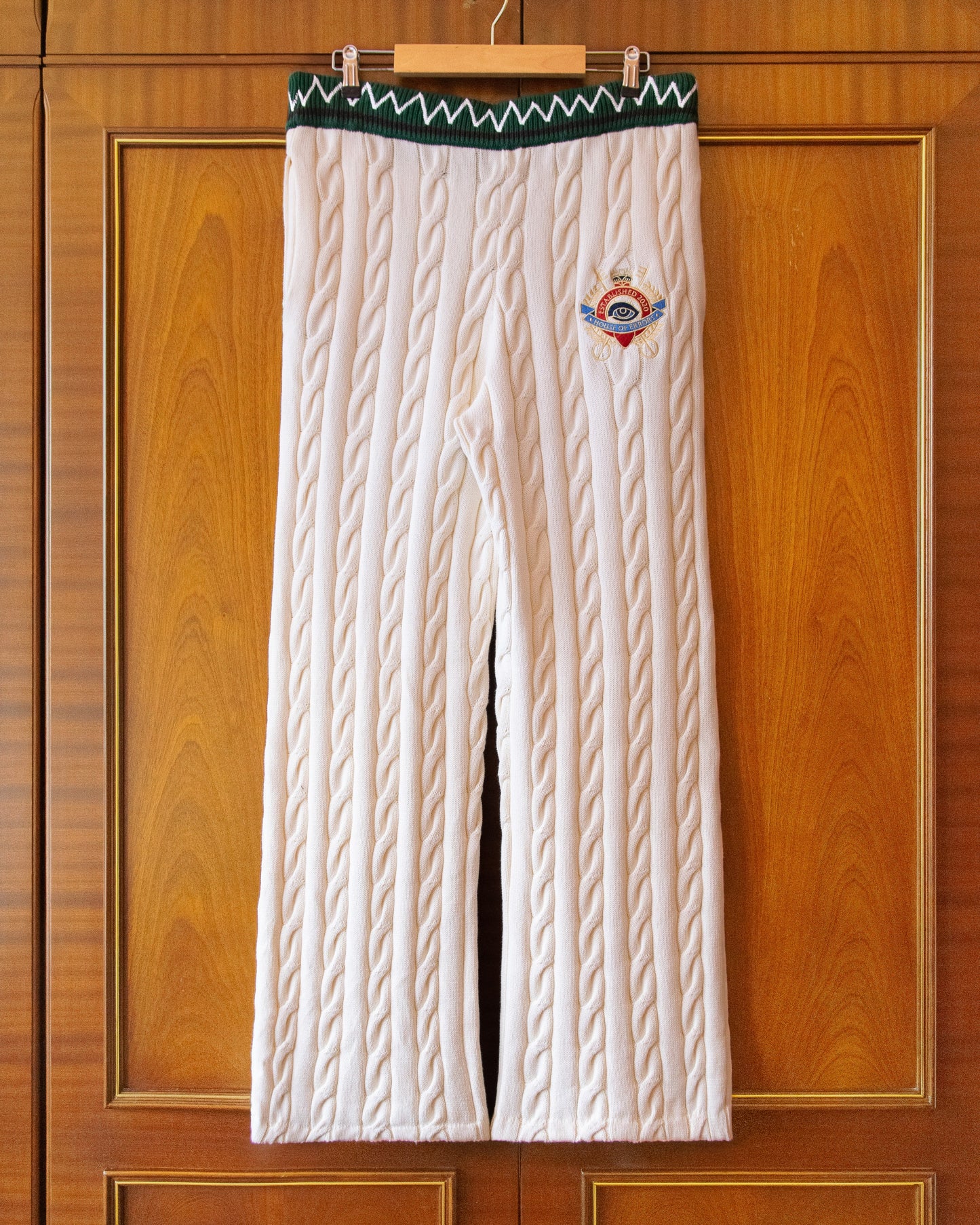 COTTON CABLE KNIT LOUNGE TROUSERS