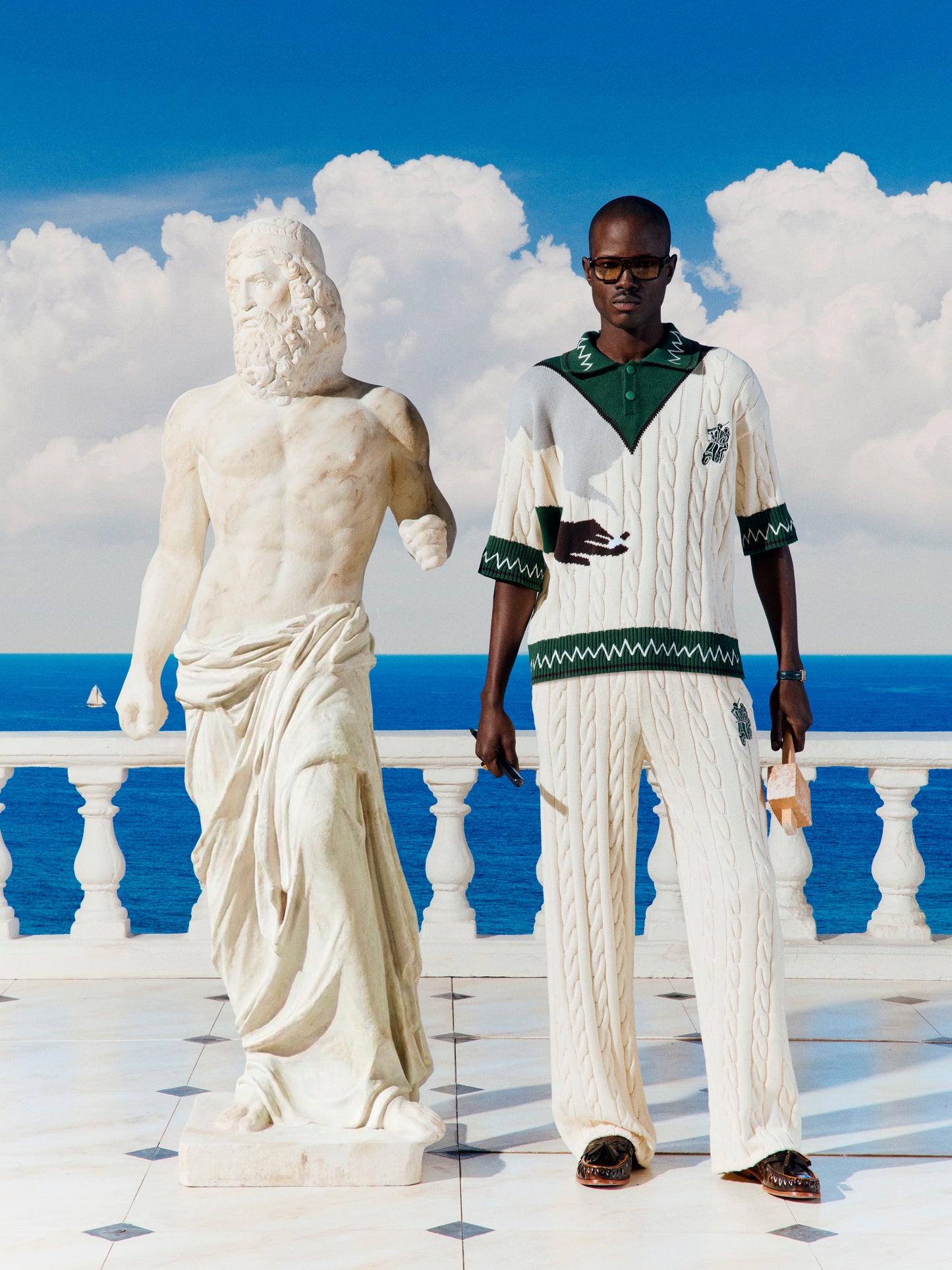 COTTON CABLE KNIT POLO