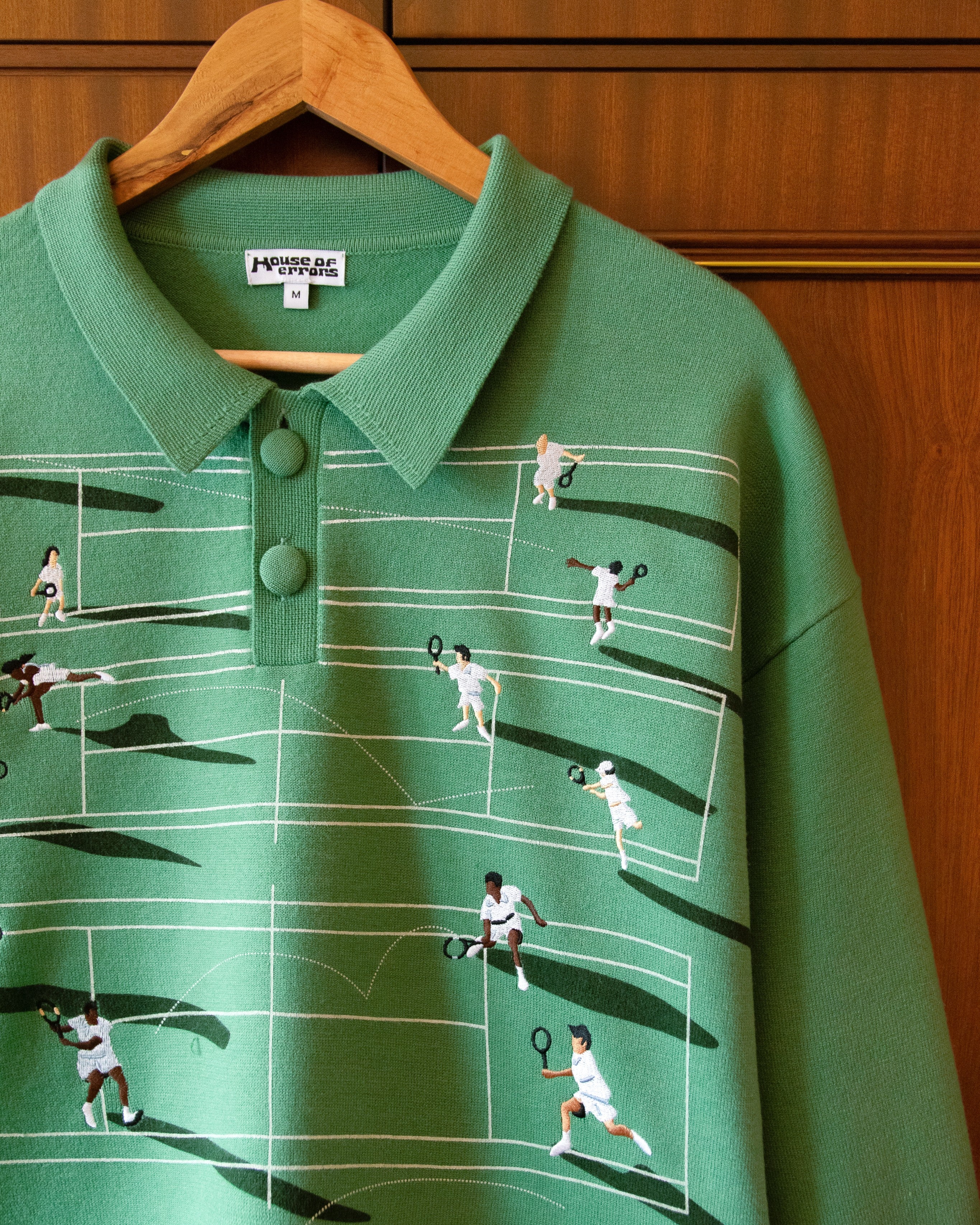 FINE KNIT TENNIS SWEATER - GRASS – HOUSE OF ERRORS
