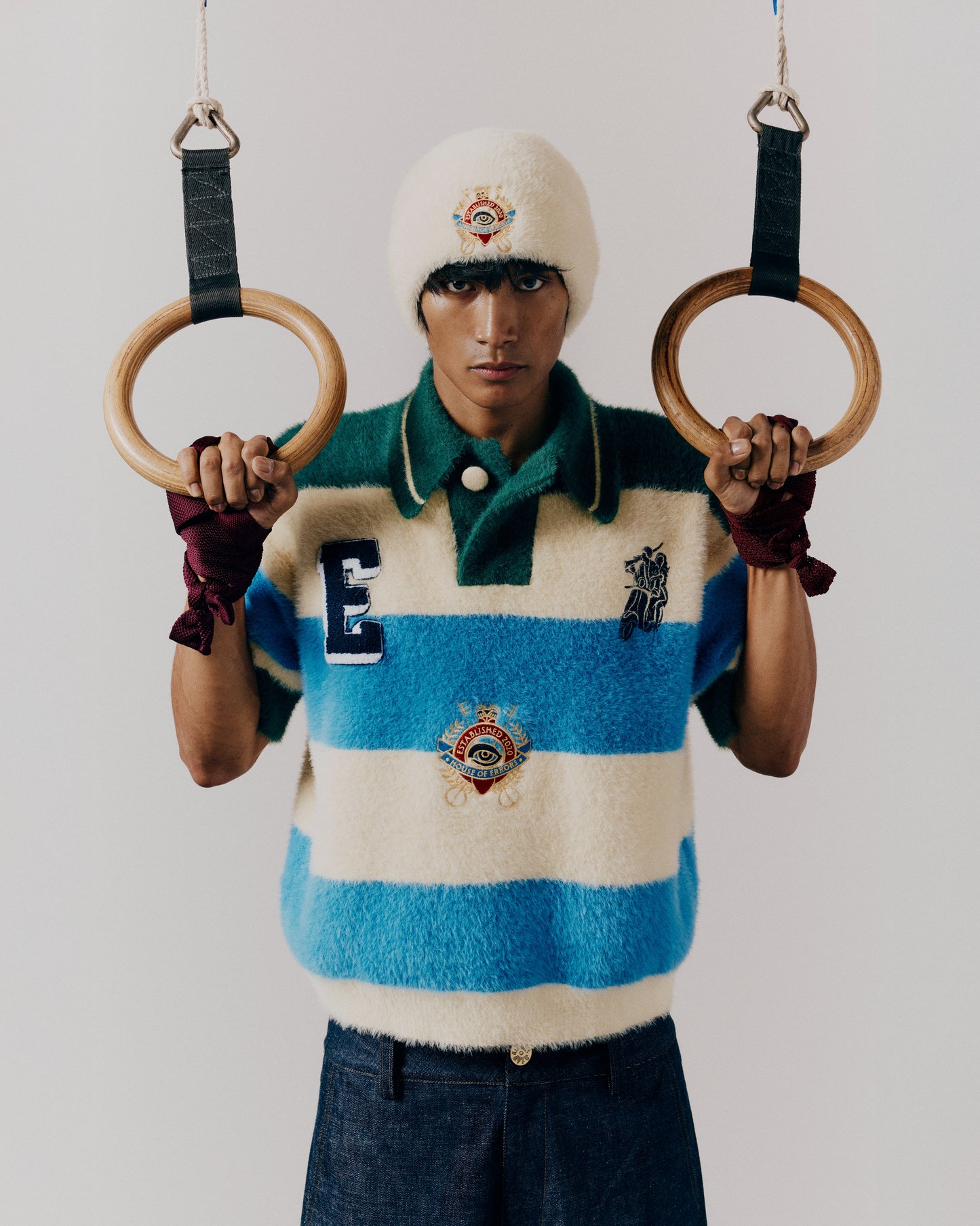 SHAGGY KNITTED STRIPED POLO