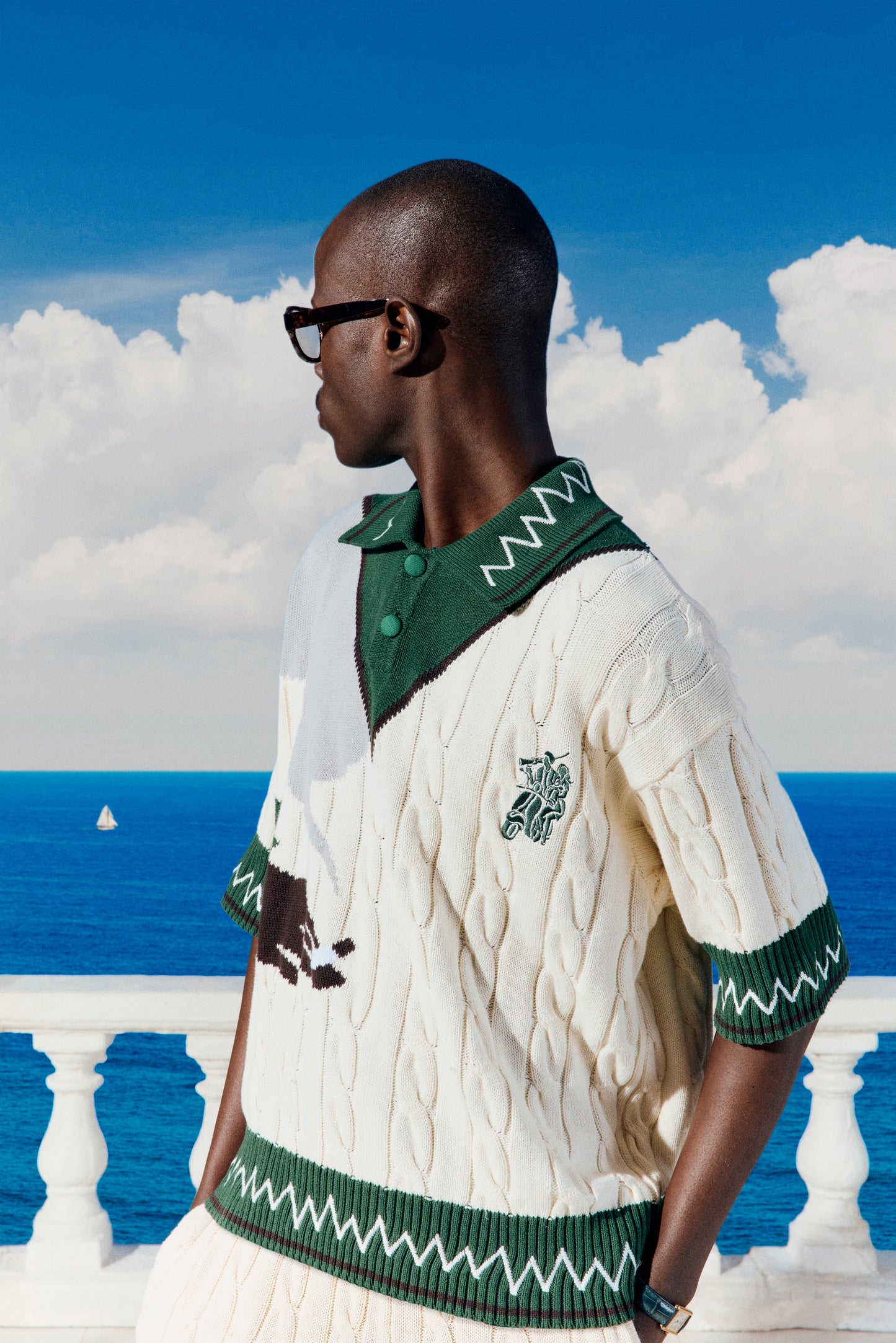 COTTON CABLE KNIT POLO