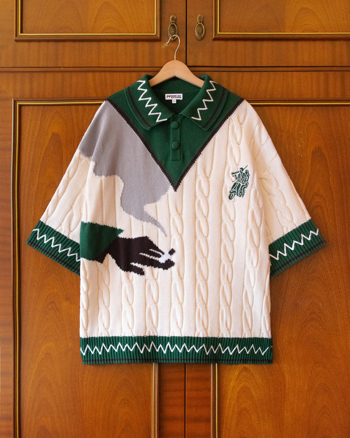 COTTON CABLE KNIT POLO