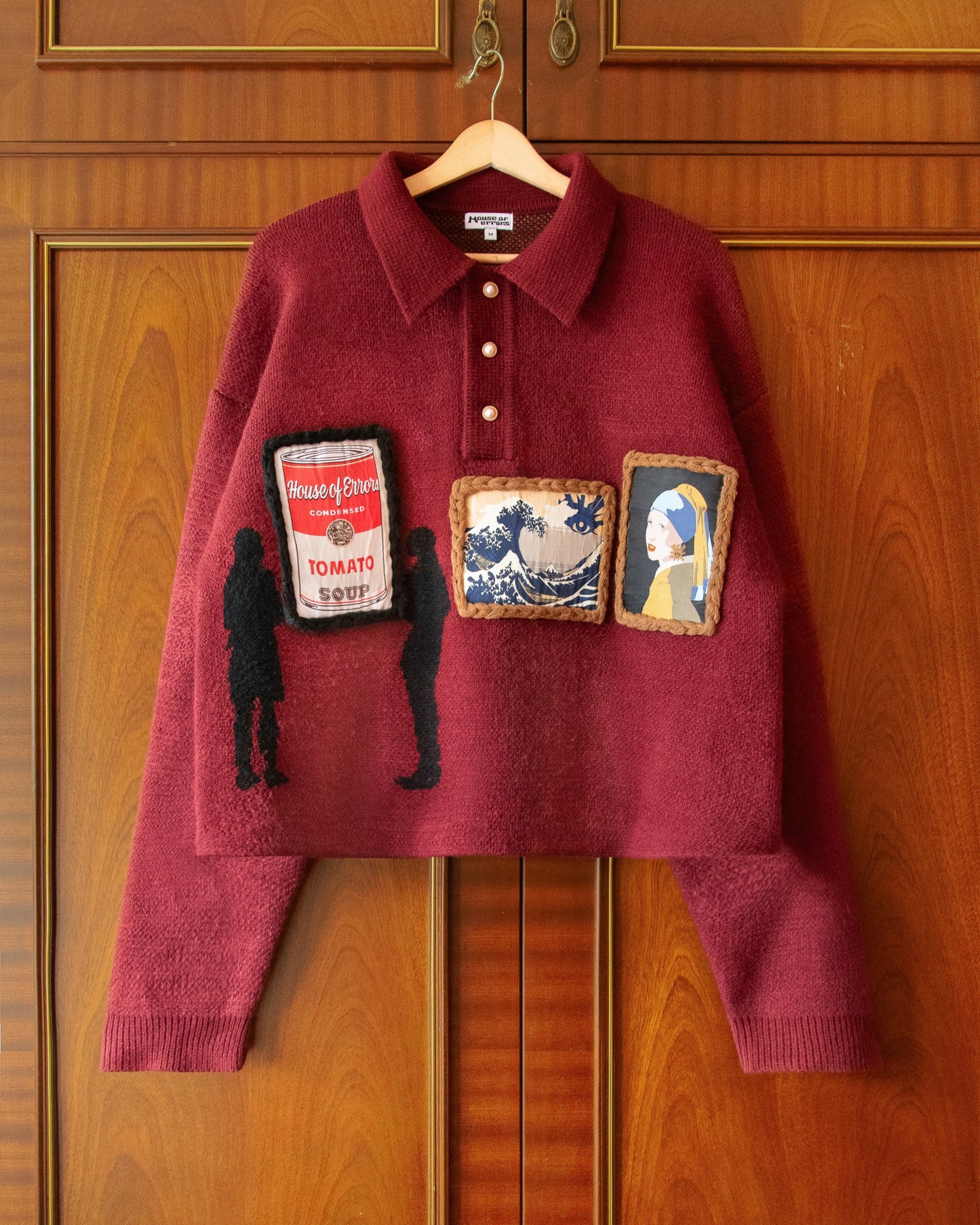 KNITTED GALLERY SWEATER IN BURGUNDY