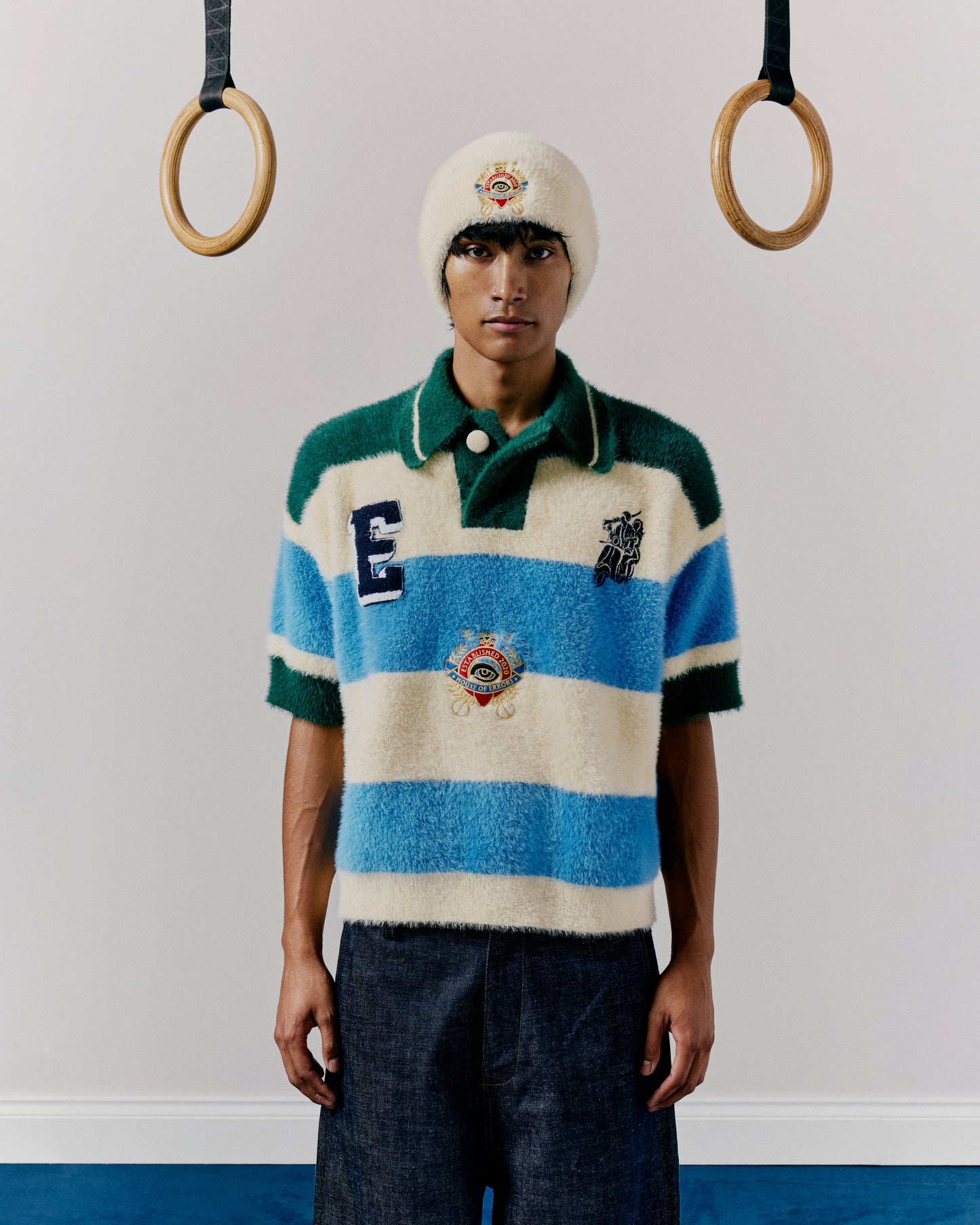 SHAGGY KNITTED STRIPED POLO