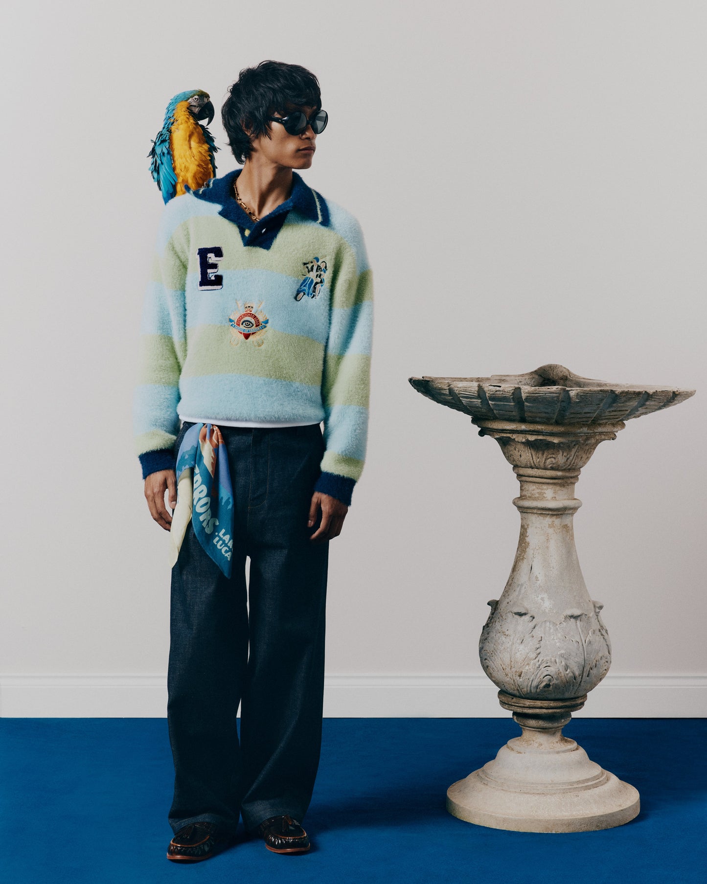 SHAGGY KNITTED STRIPED SWEATER