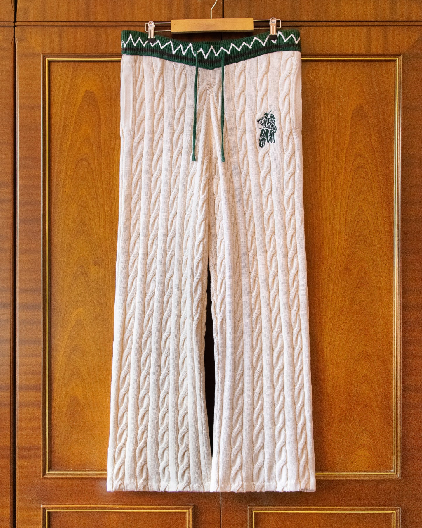 COTTON CABLE KNIT LOUNGE TROUSERS