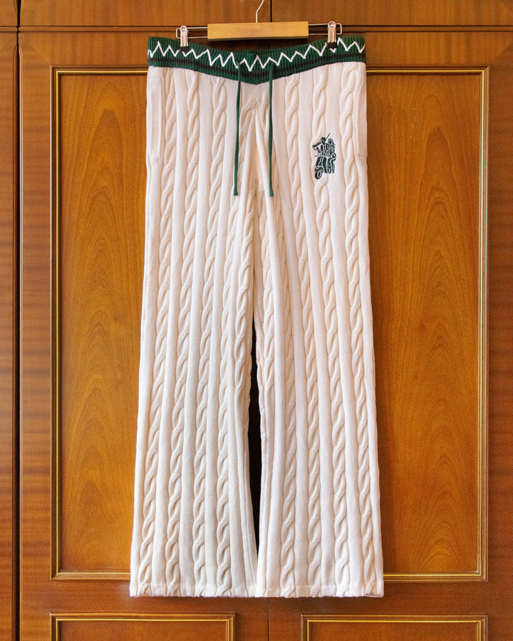COTTON CABLE KNIT LOUNGE TROUSERS