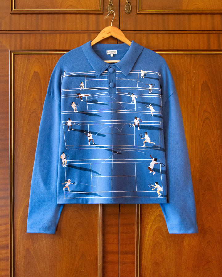 FINE KNIT TENNIS SWEATER - ASPHALT