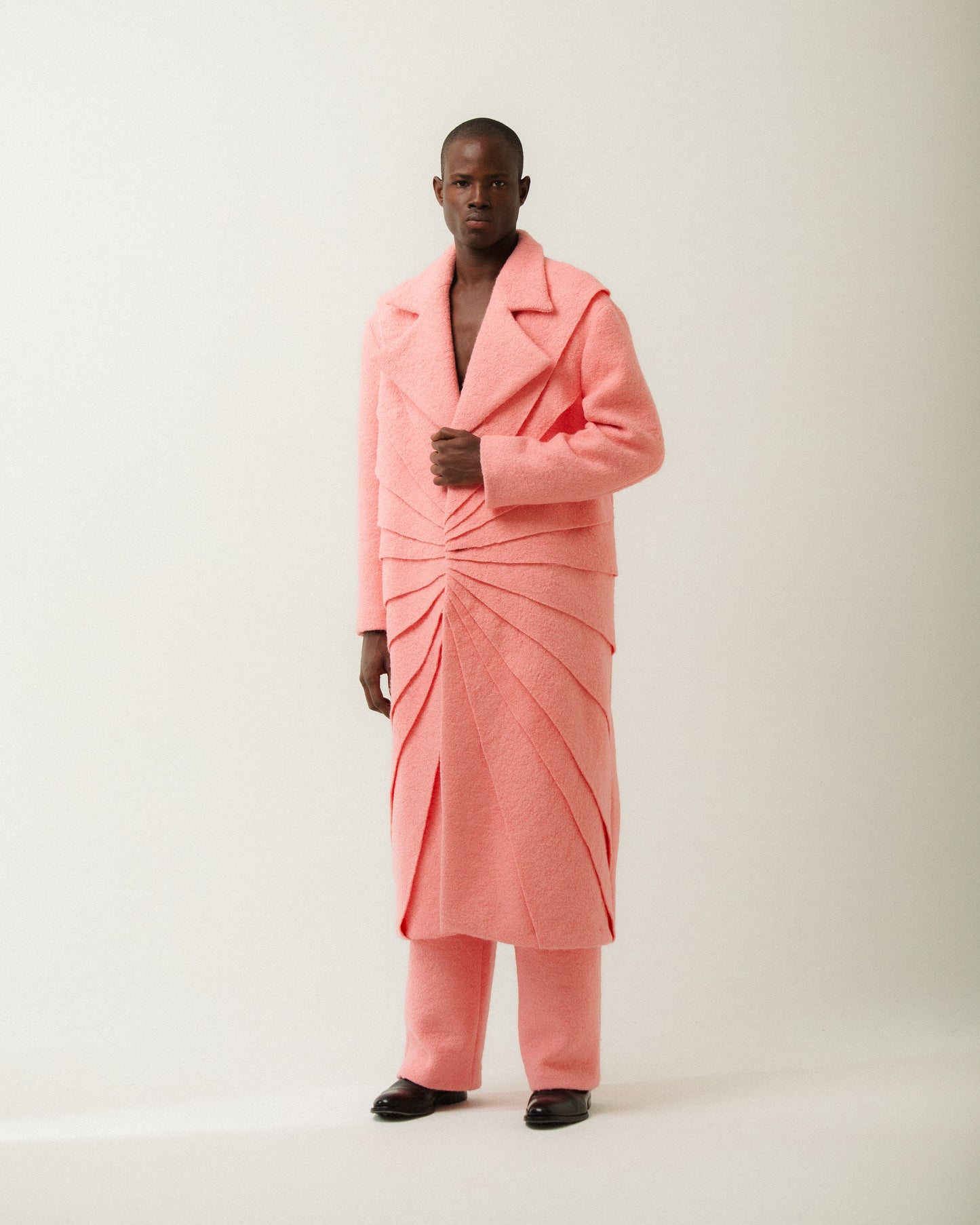 PINK WOOL LAYERED COAT