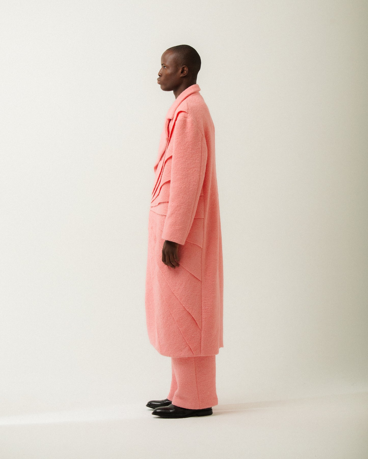 PINK WOOL LAYERED COAT