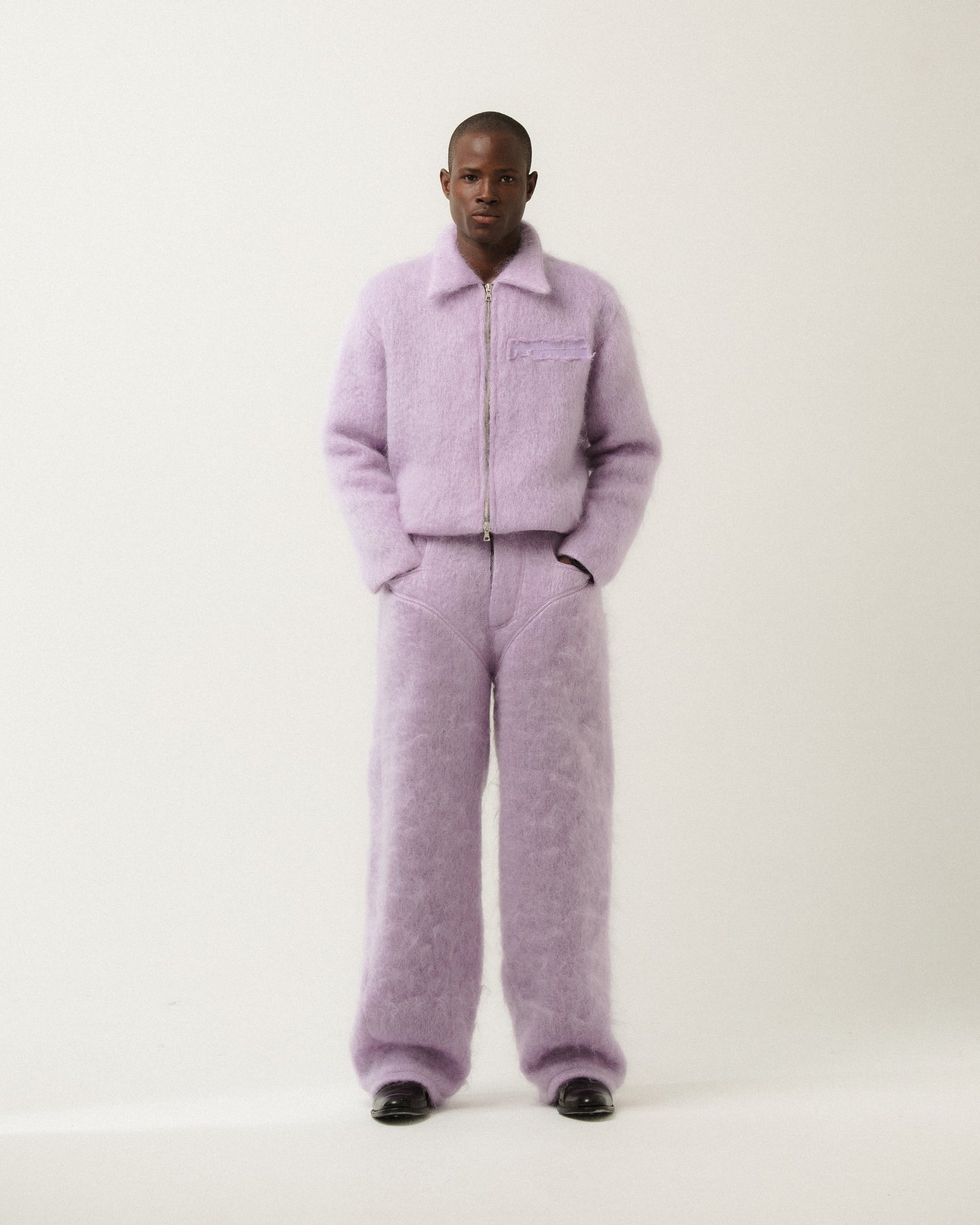 MOHAIR CHAINQUILT JACKET IN LILAC