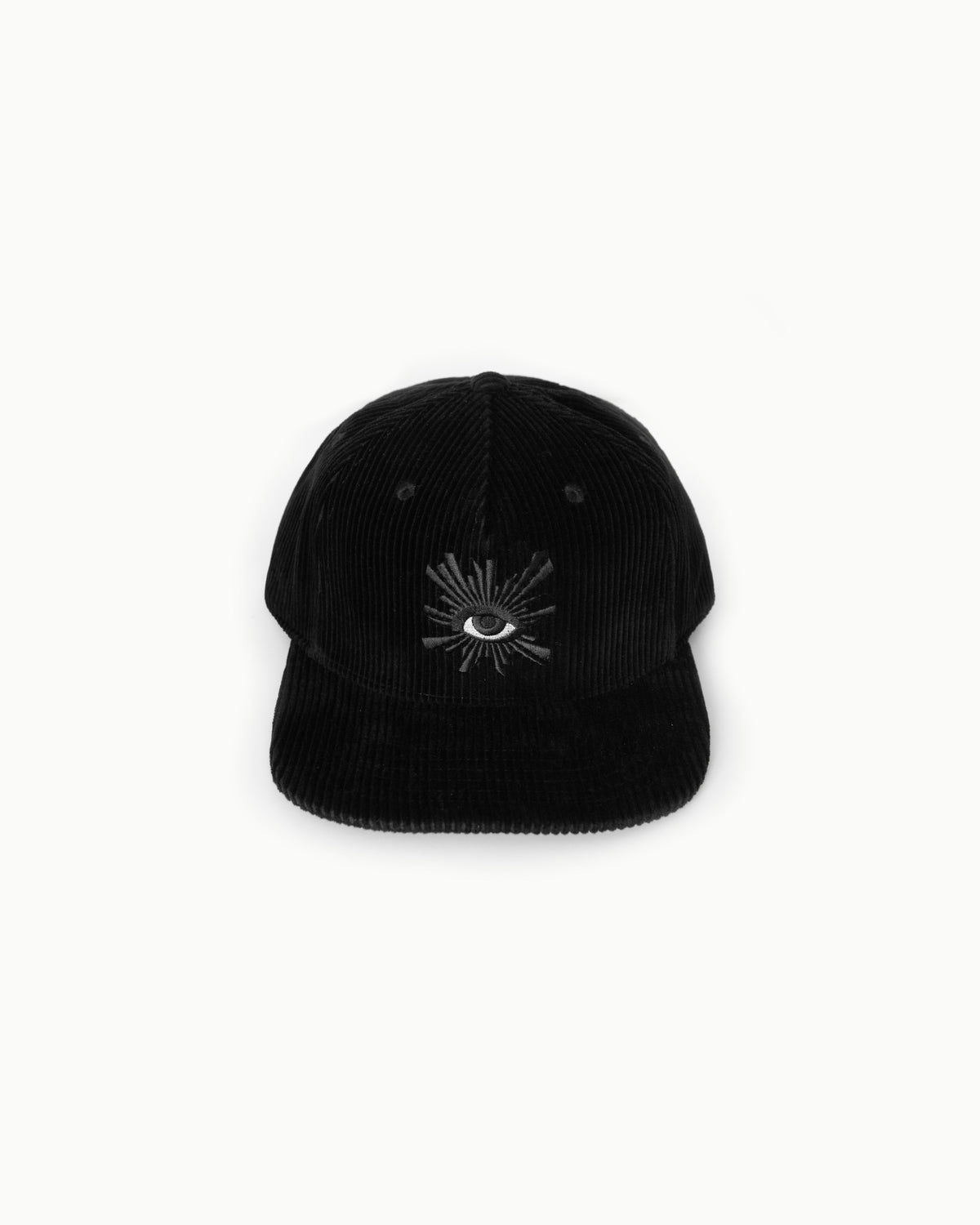 ALL-SEEING CORDUROY CAP IN BLACK