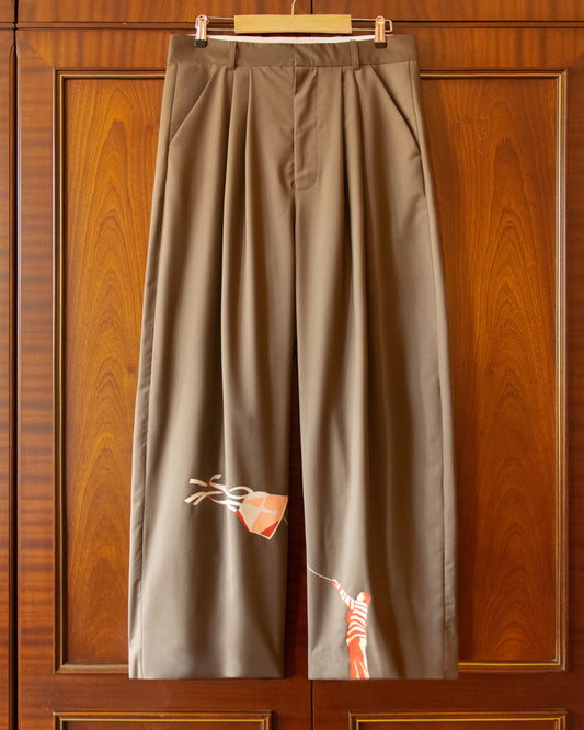 PLEATED WOOL KITE TROUSERS