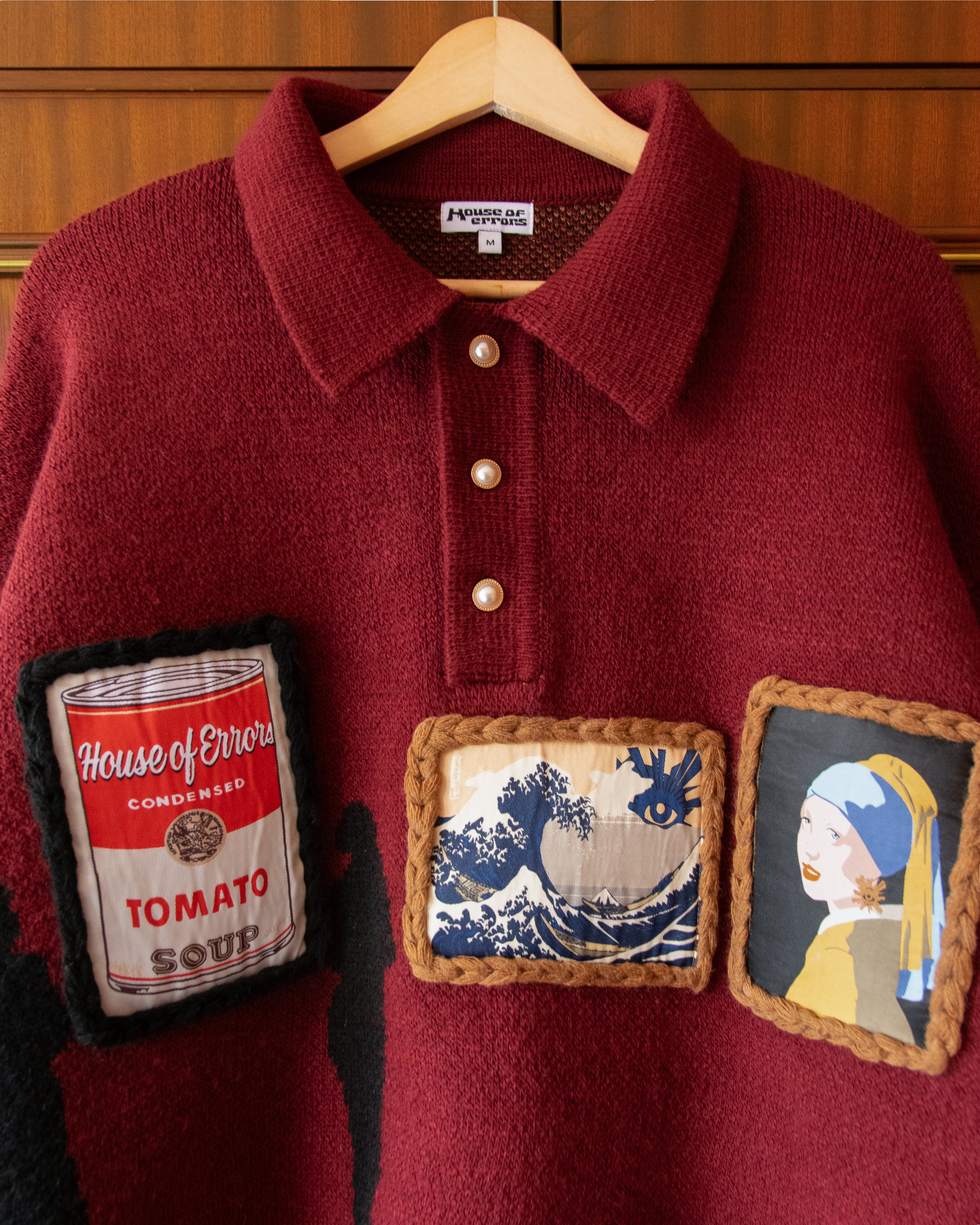 KNITTED GALLERY SWEATER IN BURGUNDY – HOUSE OF ERRORS