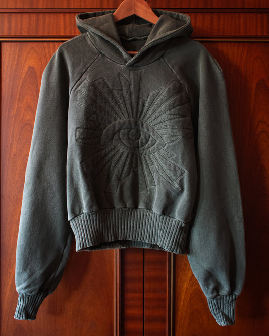 WOOL CHAIN-QUILT HOODIE IN SABLE