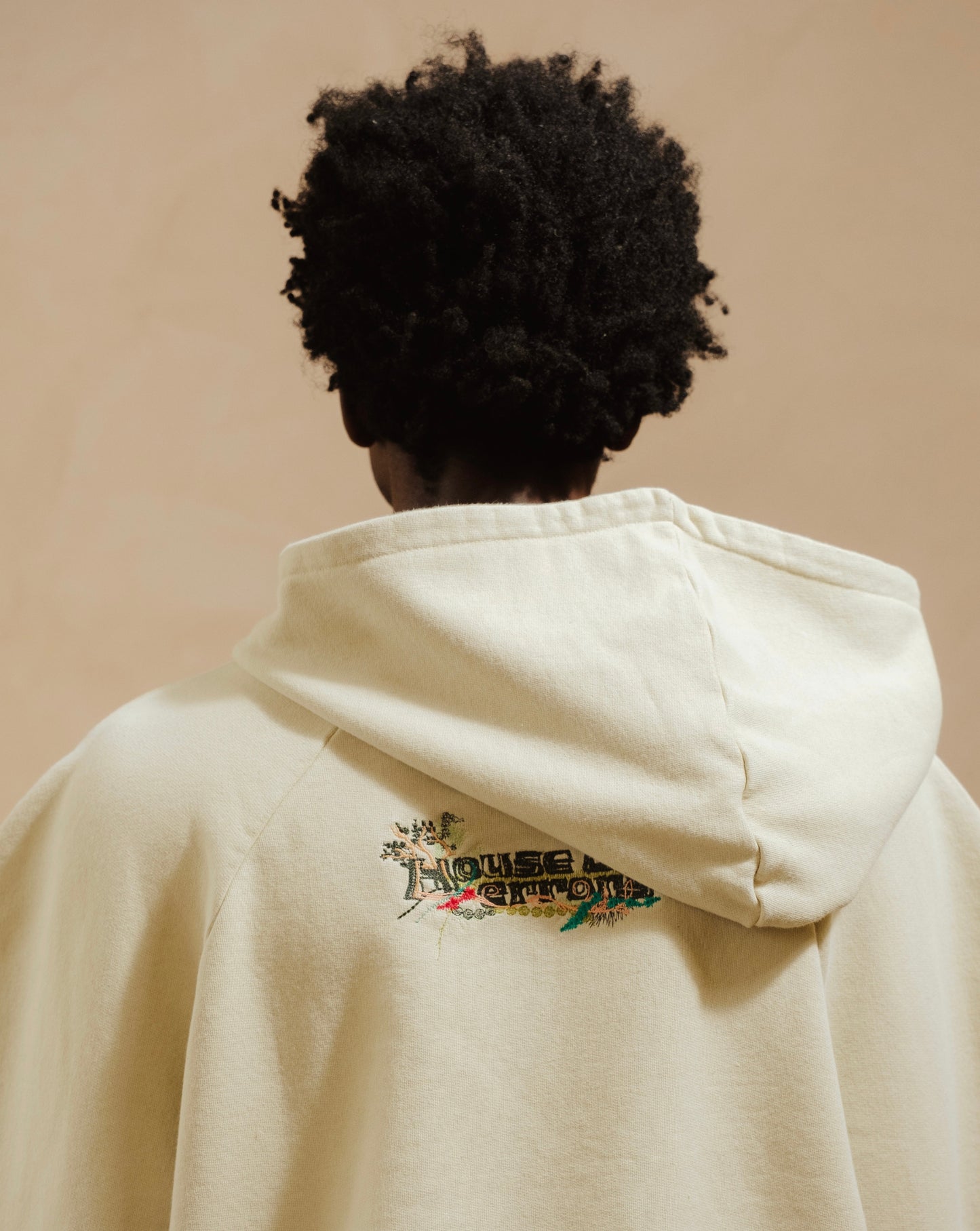 ALL-SEEING GARDEN EMBROIDERED HOODIE IN SAHARA