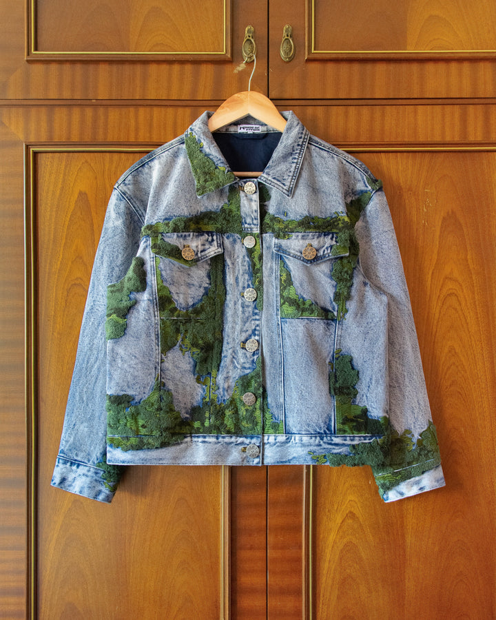 EMBROIDERED MOSS DENIM JACKET