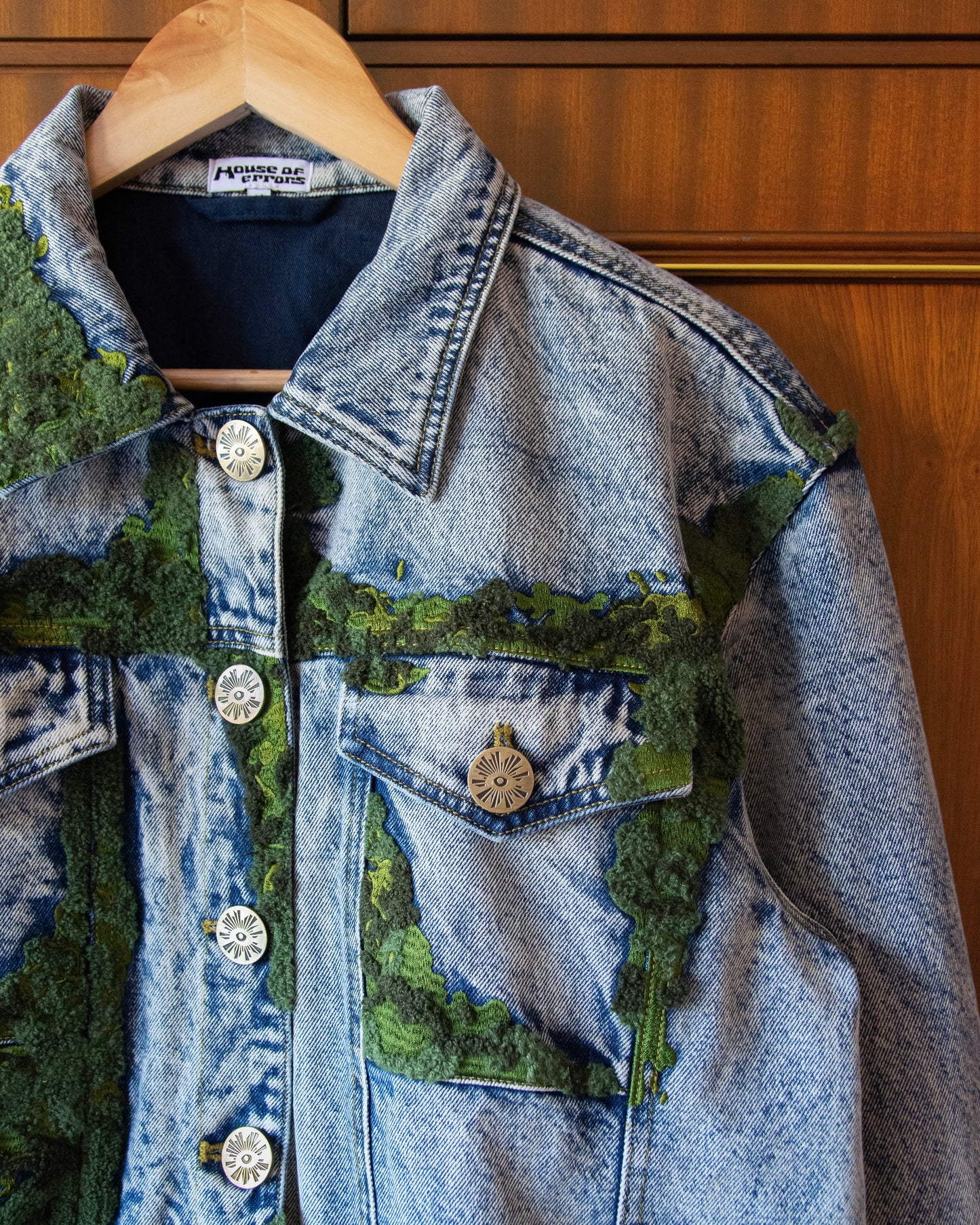 EMBROIDERED MOSS DENIM JACKET