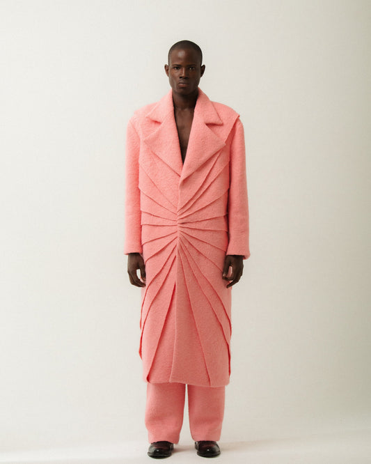 PINK WOOL LAYERED COAT