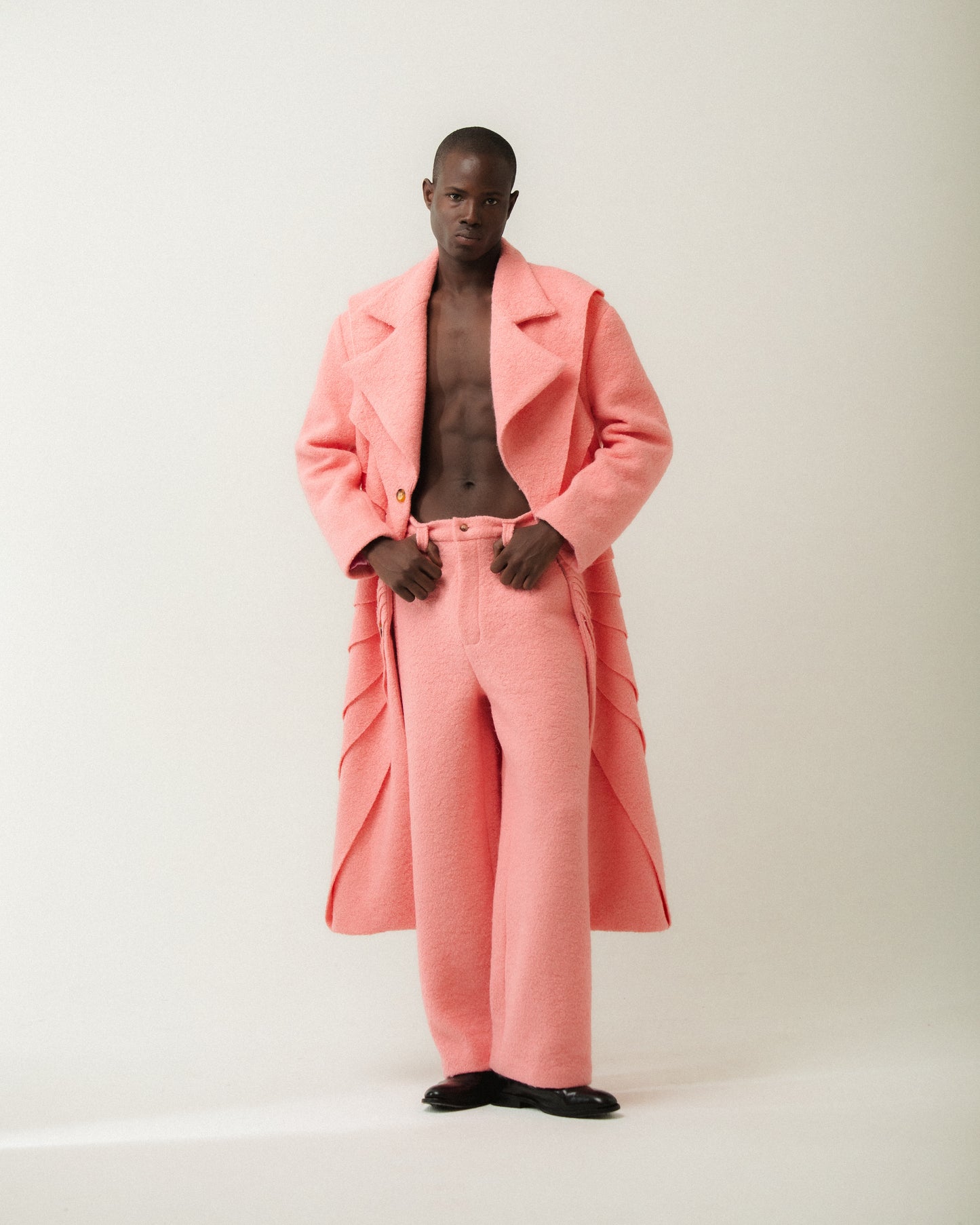 PINK WOOL LAYERED COAT