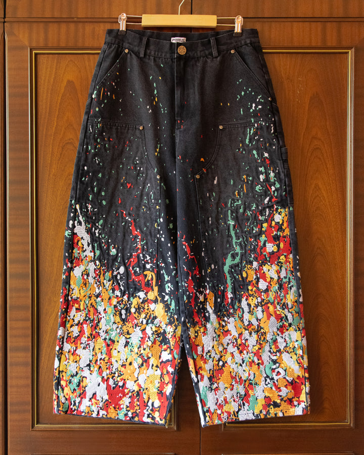 EMBROIDERED CARPENTER JEANS IN FADED BLACK