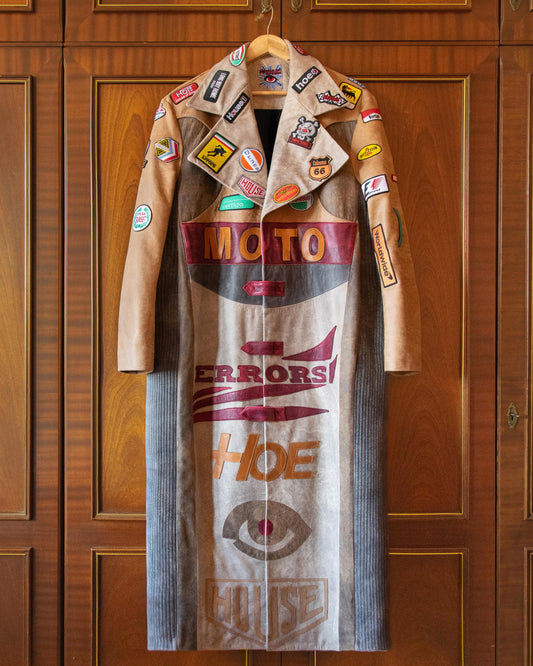 LEATHER MOTO TRENCH COAT