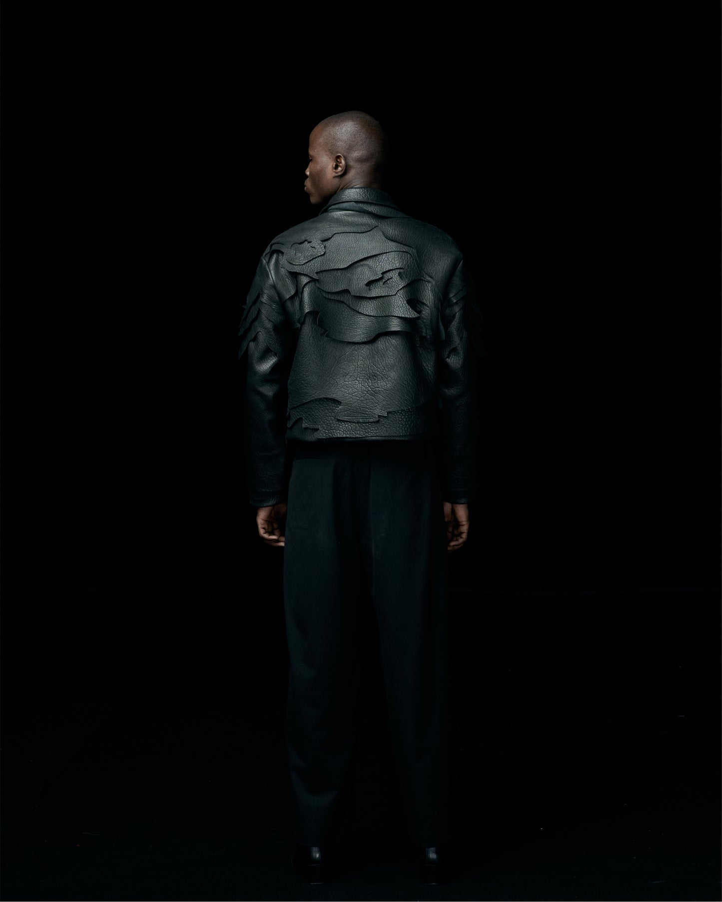 BLACK LEATHER TOPO JACKET