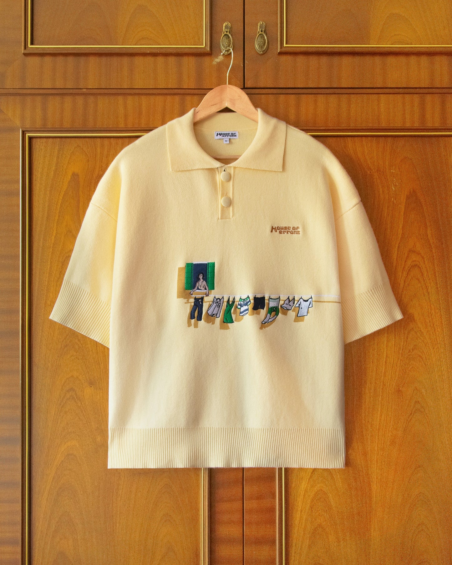 KNITTED WASHING LINE POLO IN YELLOW