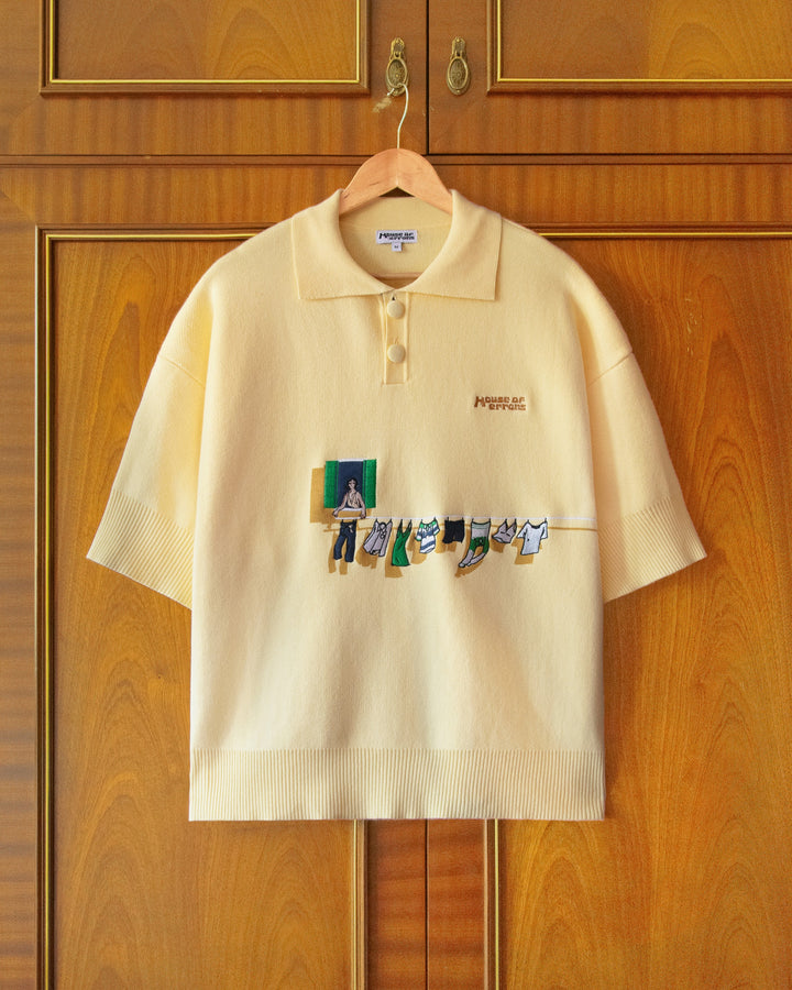 KNITTED WASHING LINE POLO IN YELLOW