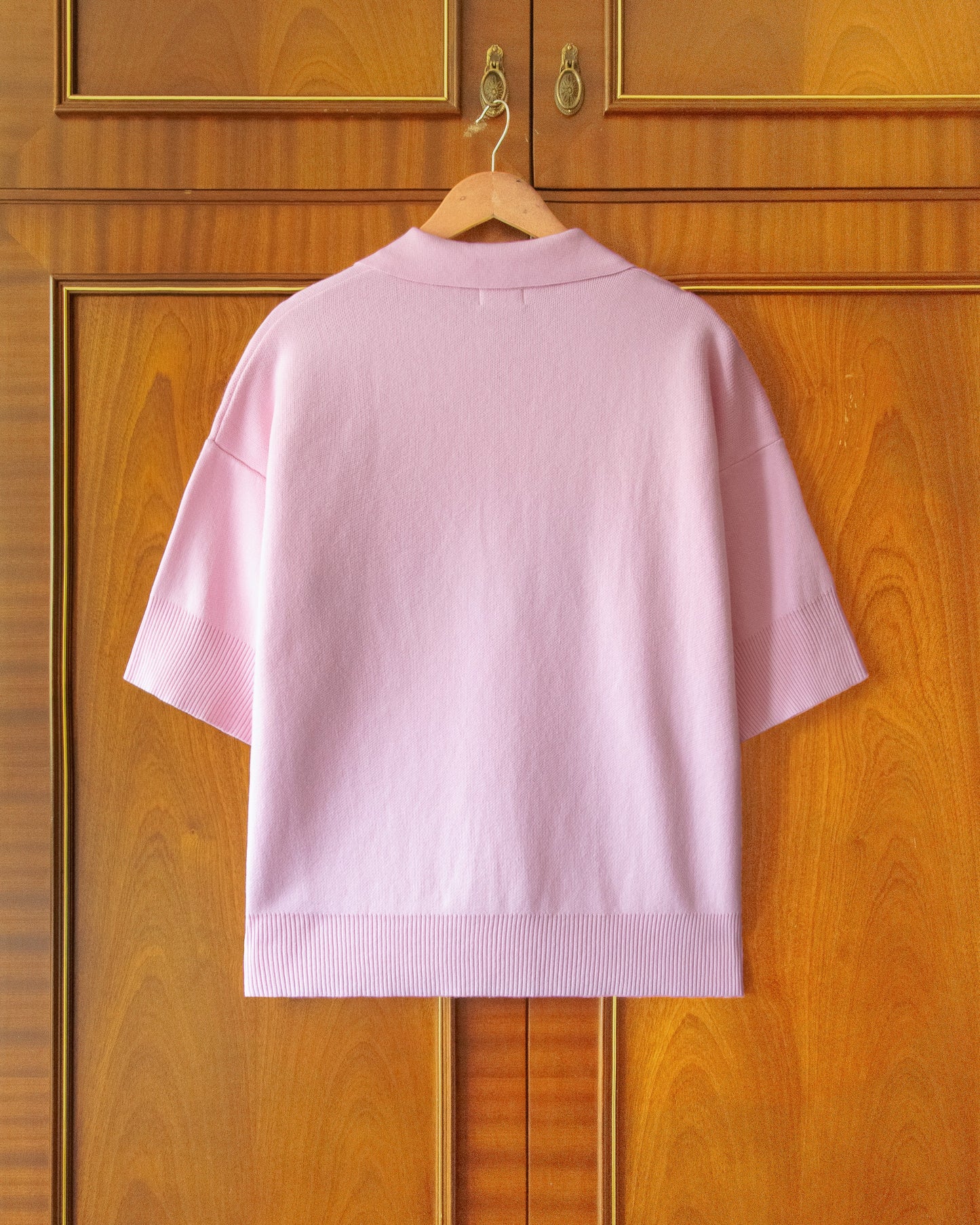 KNITTED WASHING LINE POLO IN PINK