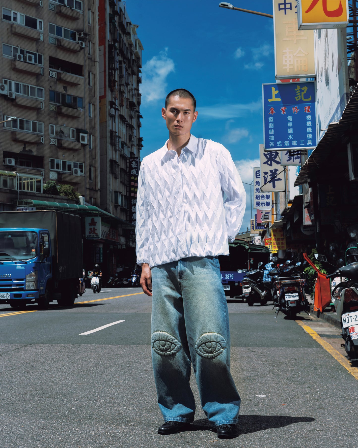 PLEATED CREPE SHIRT
