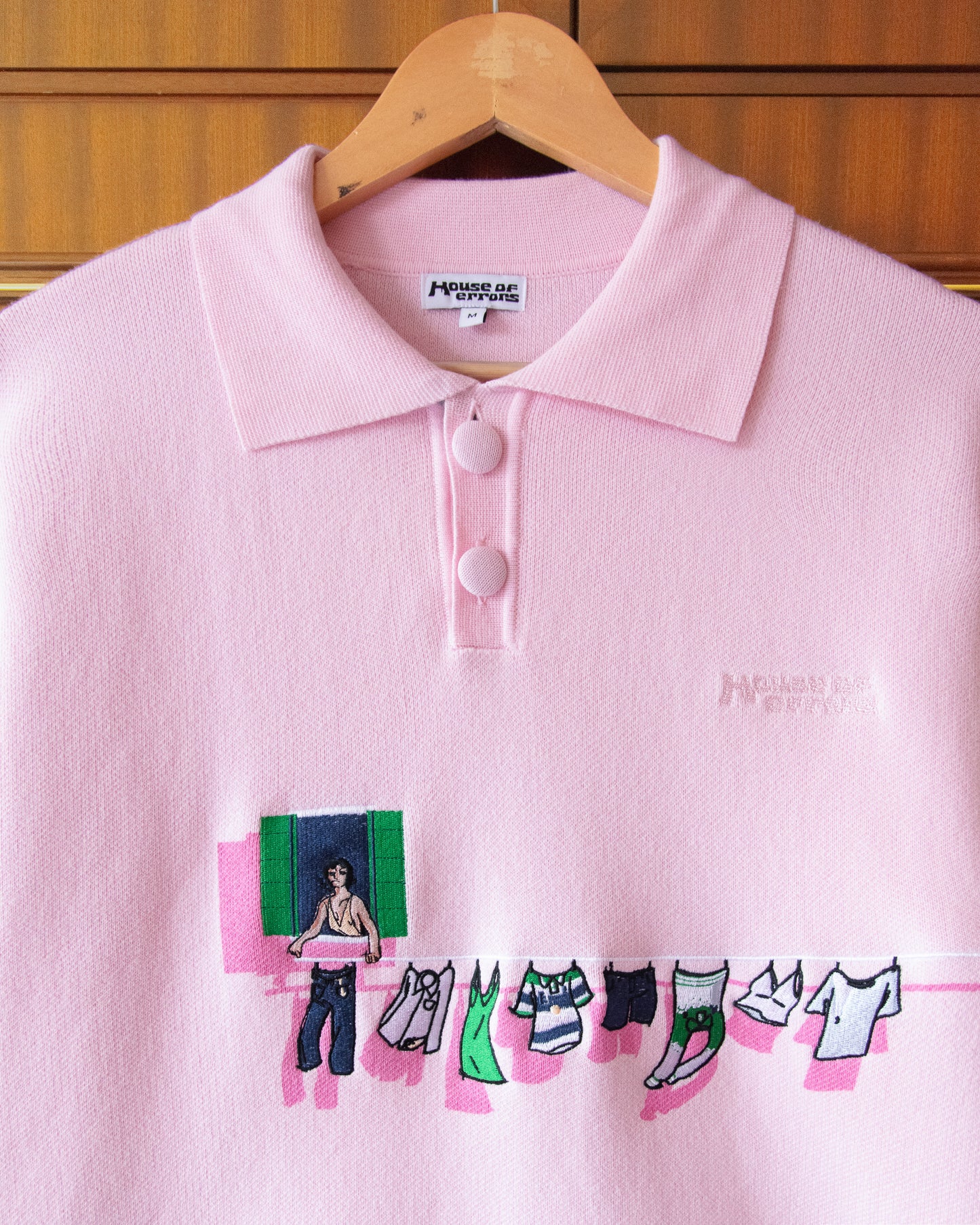 KNITTED WASHING LINE POLO IN PINK